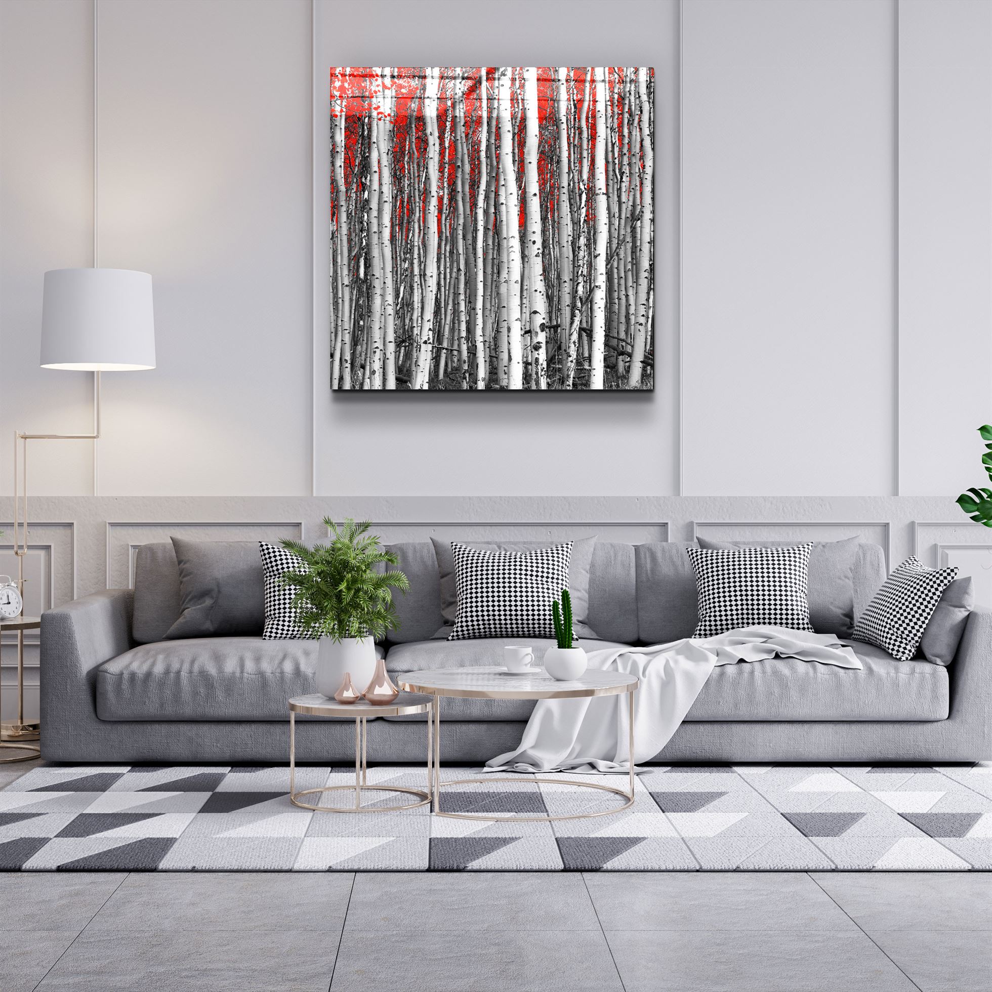 ・"Red Forest"・Glass Wall Art