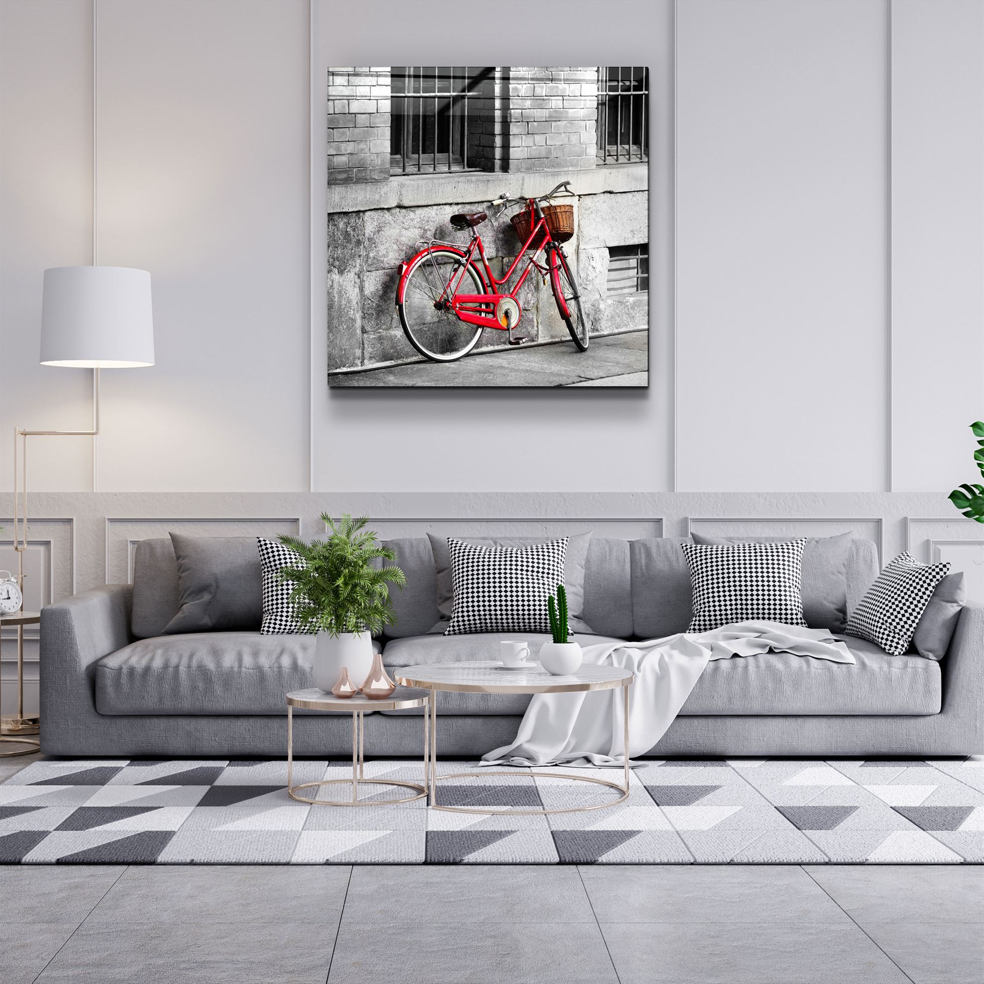 ・"Red Bicycle"・Glass Wall Art