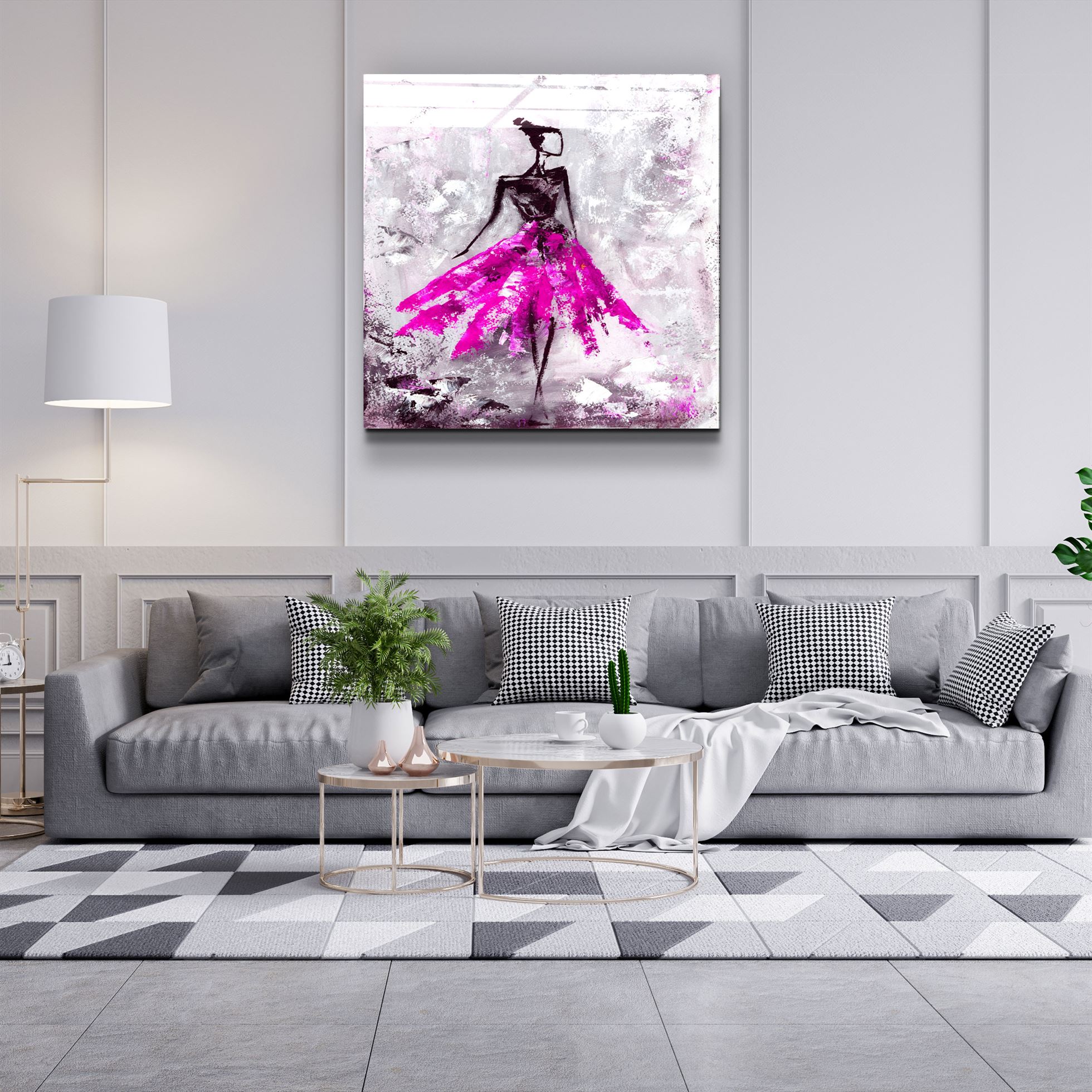 ・"Women (Pink)"・Glass Wall Art