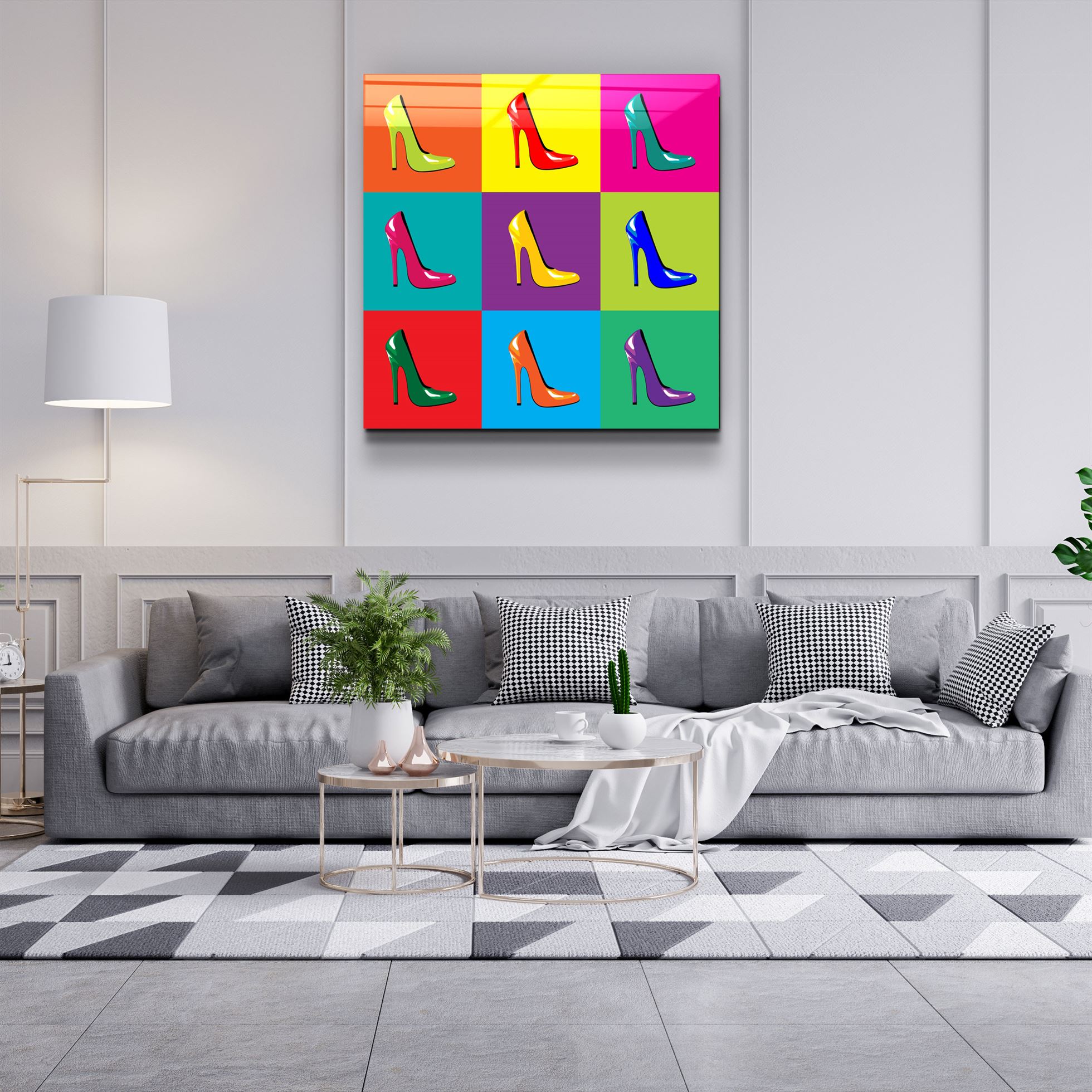 ・"Colorful Shoes"・Glass Wall Art