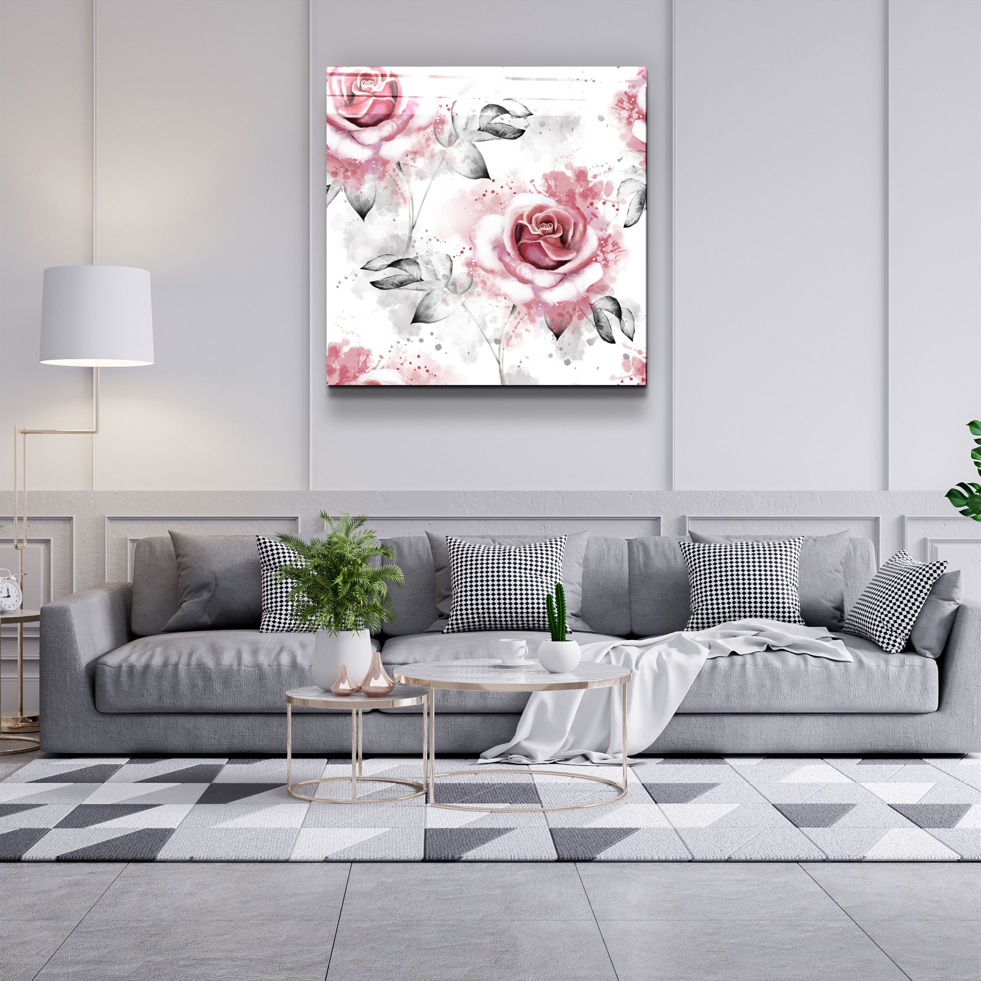 ・"Rose rose"・Art mural en verre