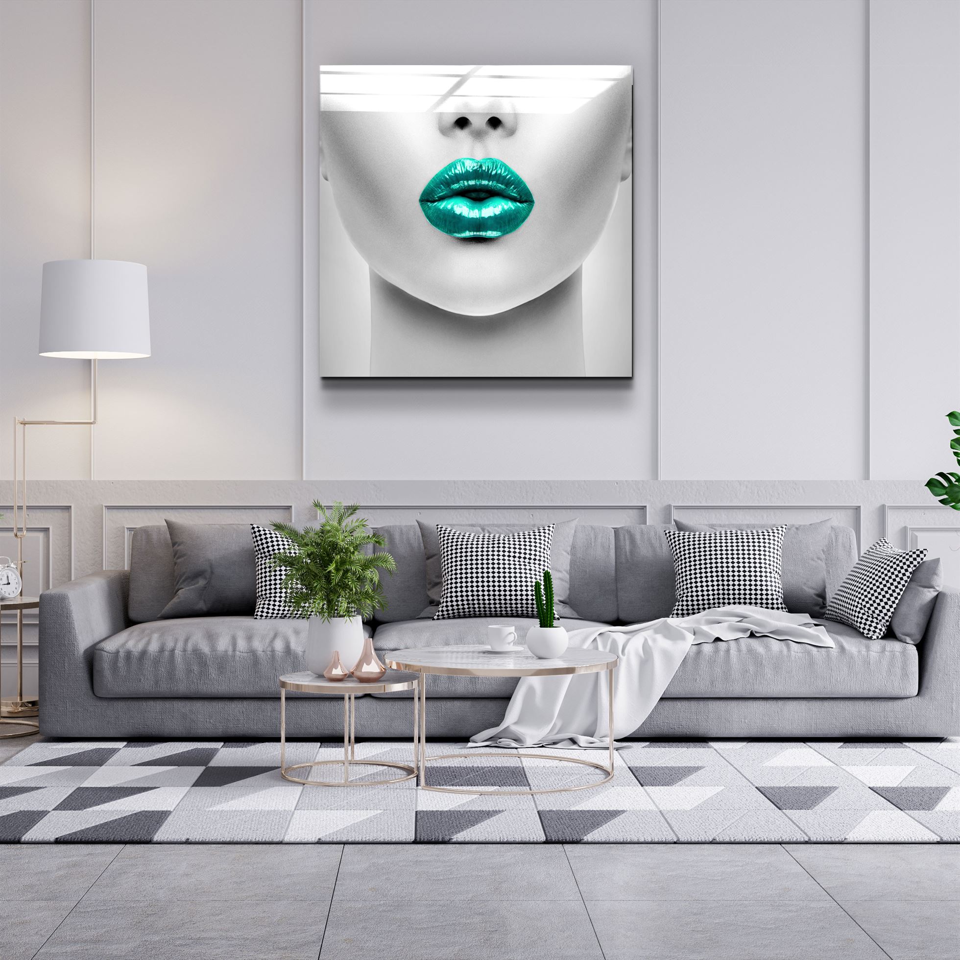 ・"Green Lips"・Glass Wall Art