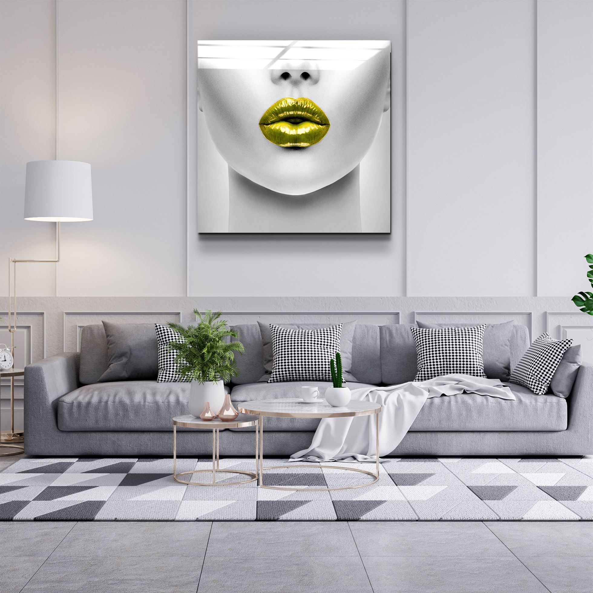 ・"Yellow Lips"・Glass Wall Art