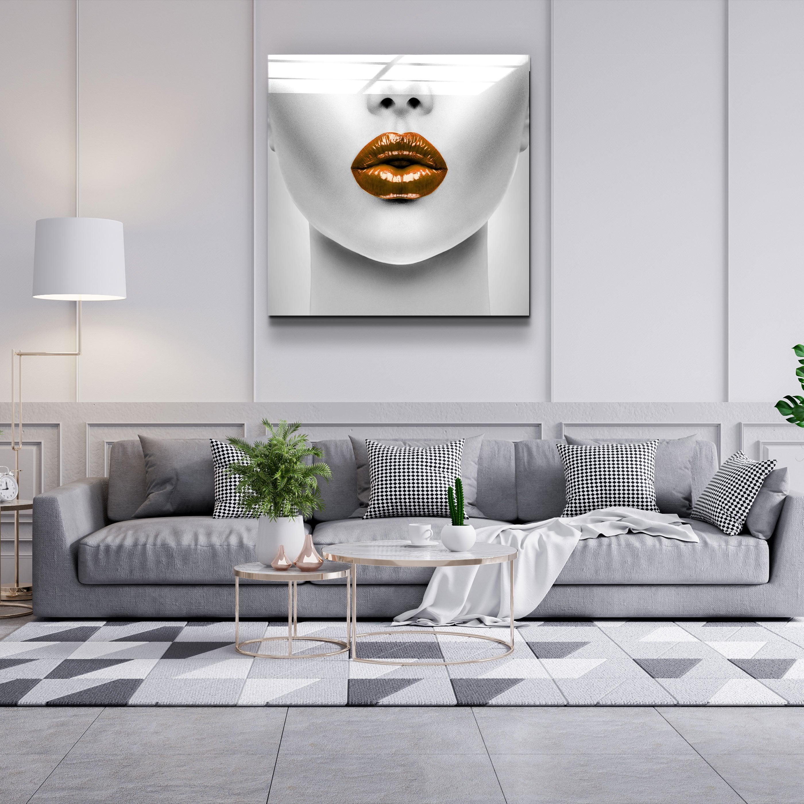 ・"Orange Lips"・Glass Wall Art