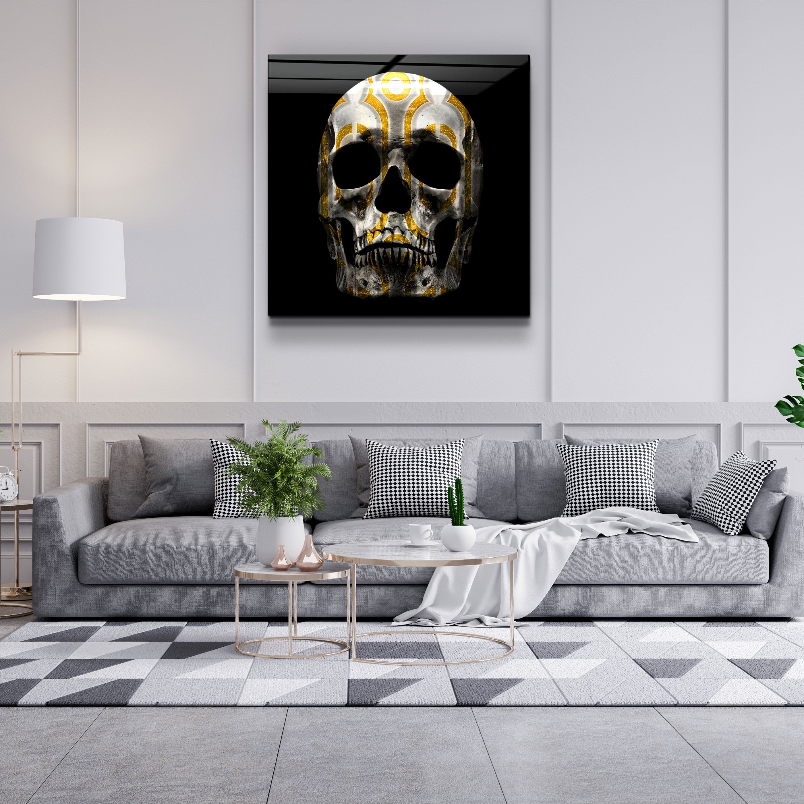 ・"Abstract Skull"・Glass Wall Art