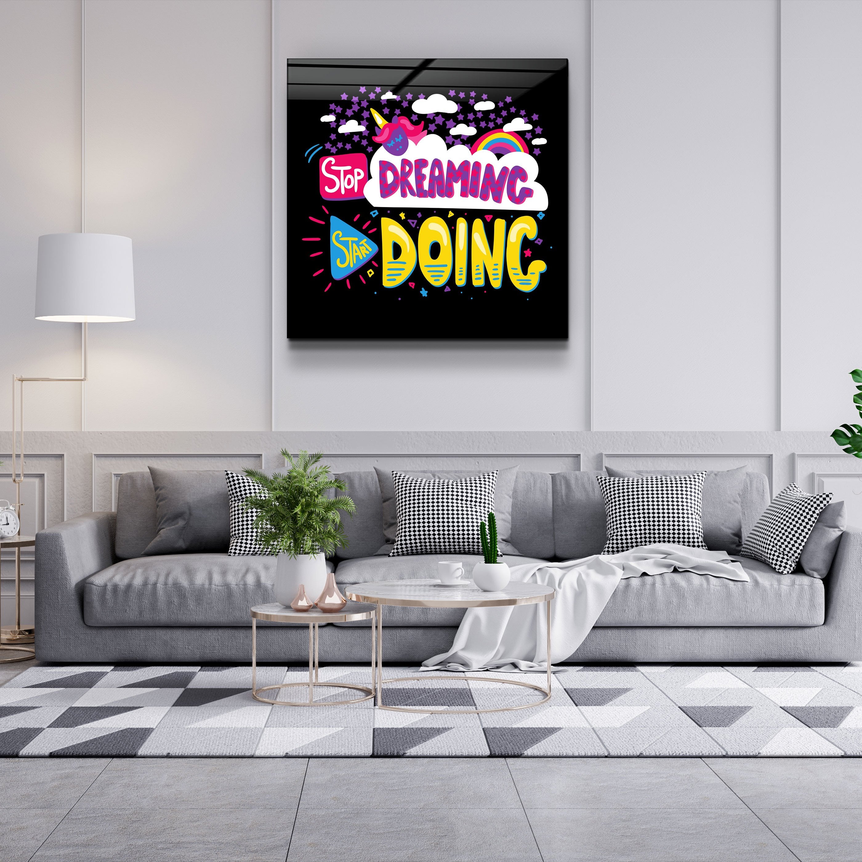 ・"Stop Dreaming Start Doing"・Glass Wall Art