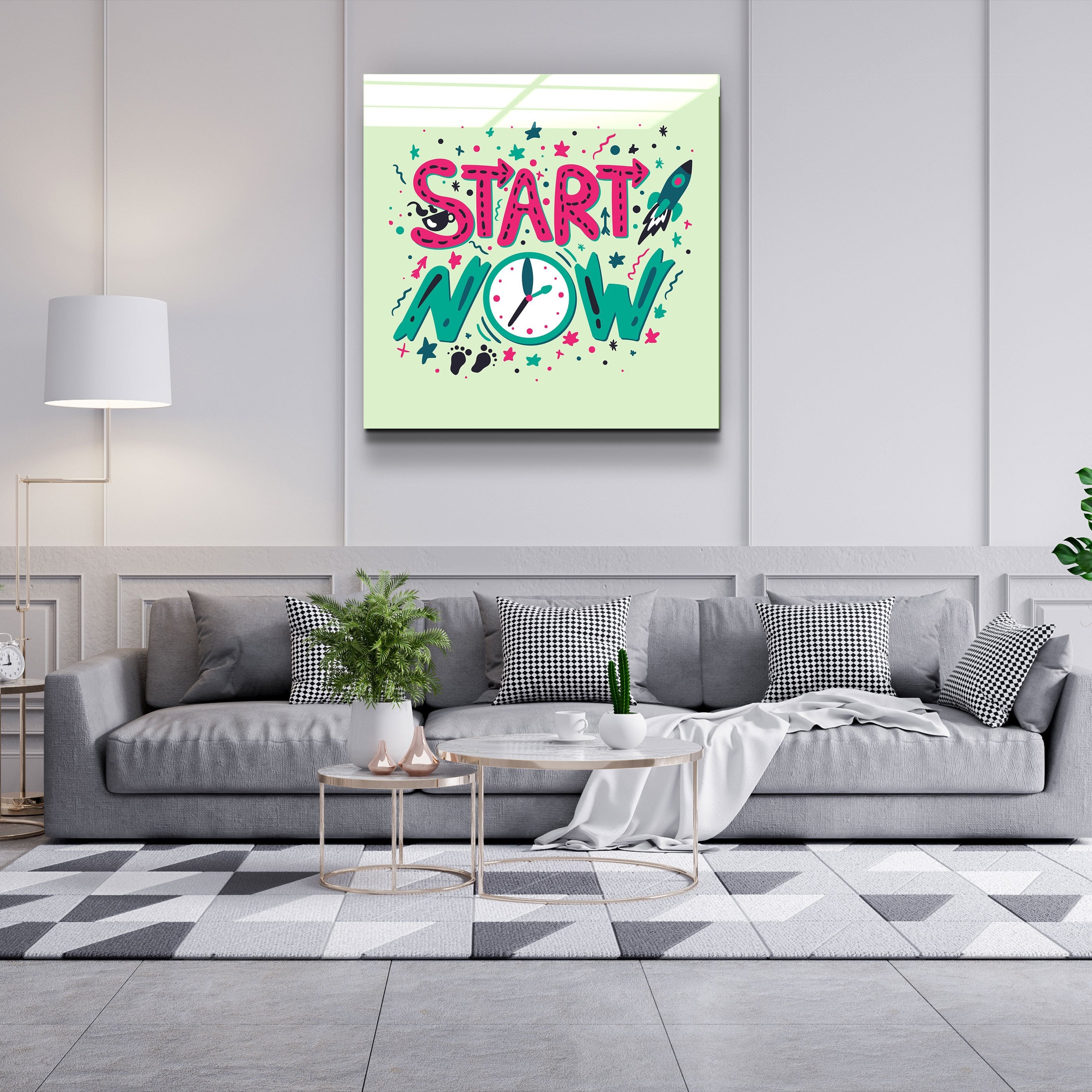 ・"Start Now"・Glass Wall Art