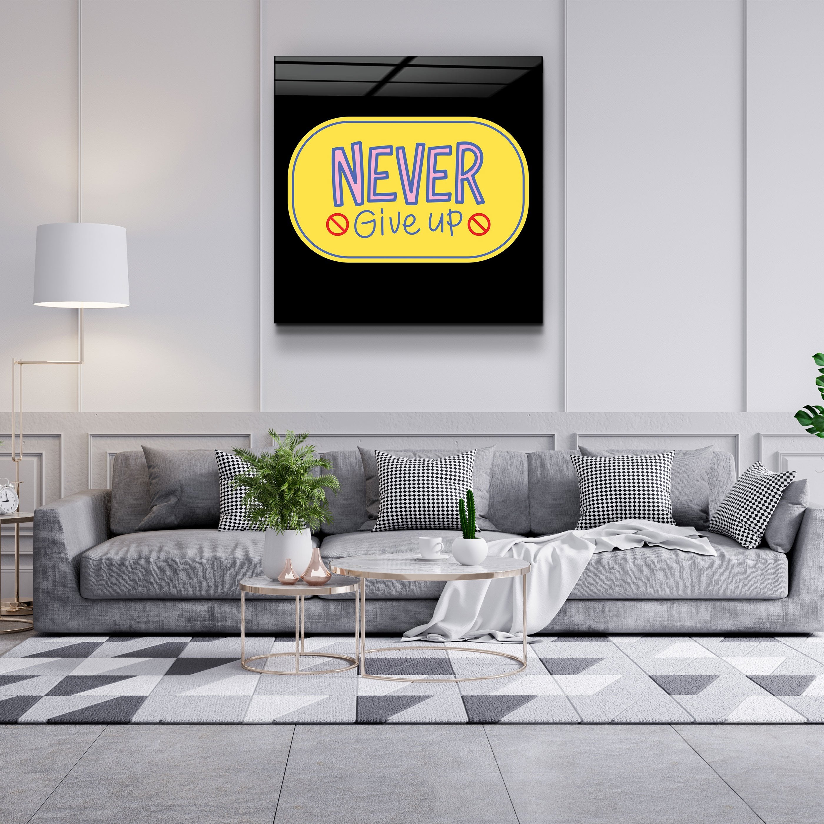 ・"Never Give Up2"・Glass Wall Art