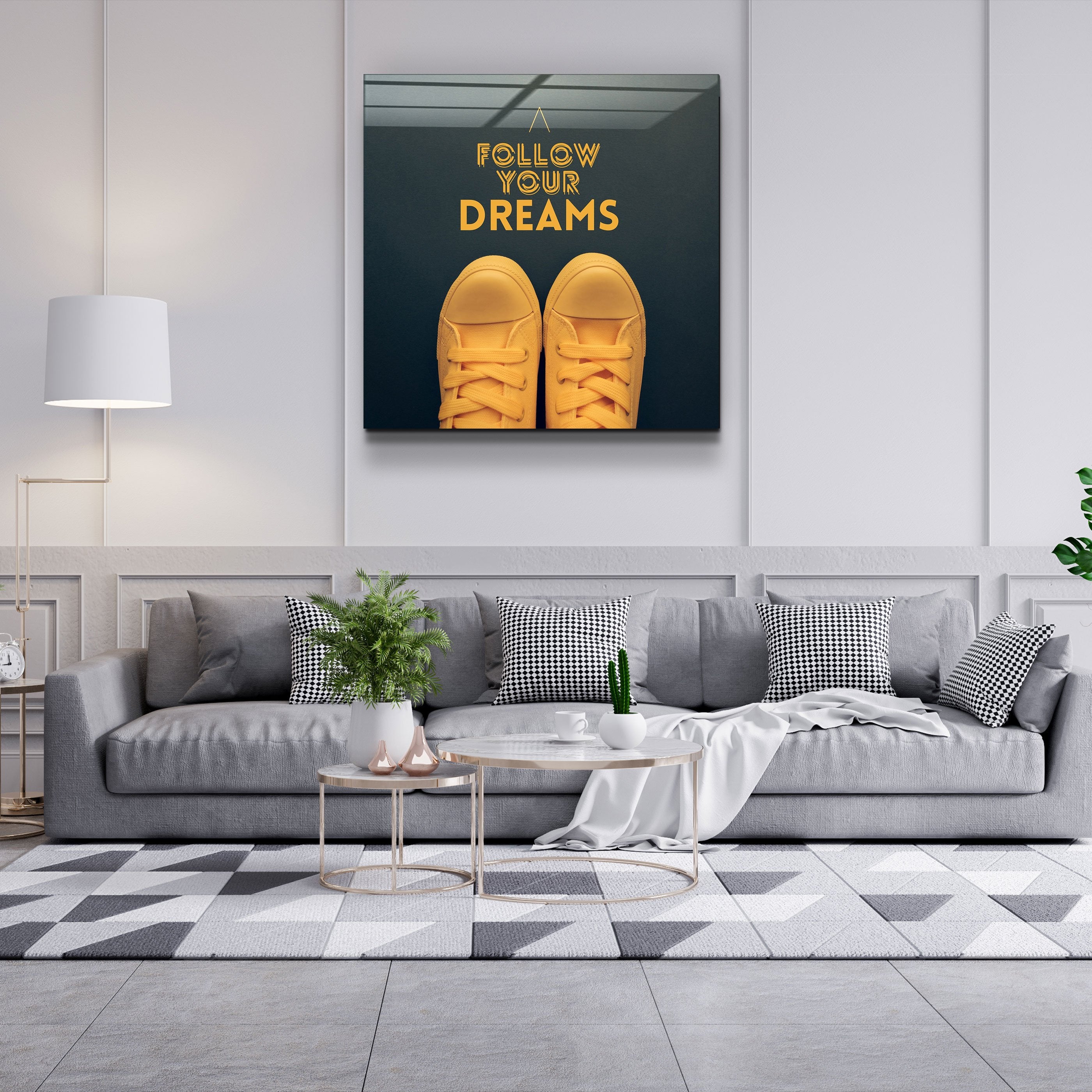 ・"Follow Your Dreams"・Glass Wall Art