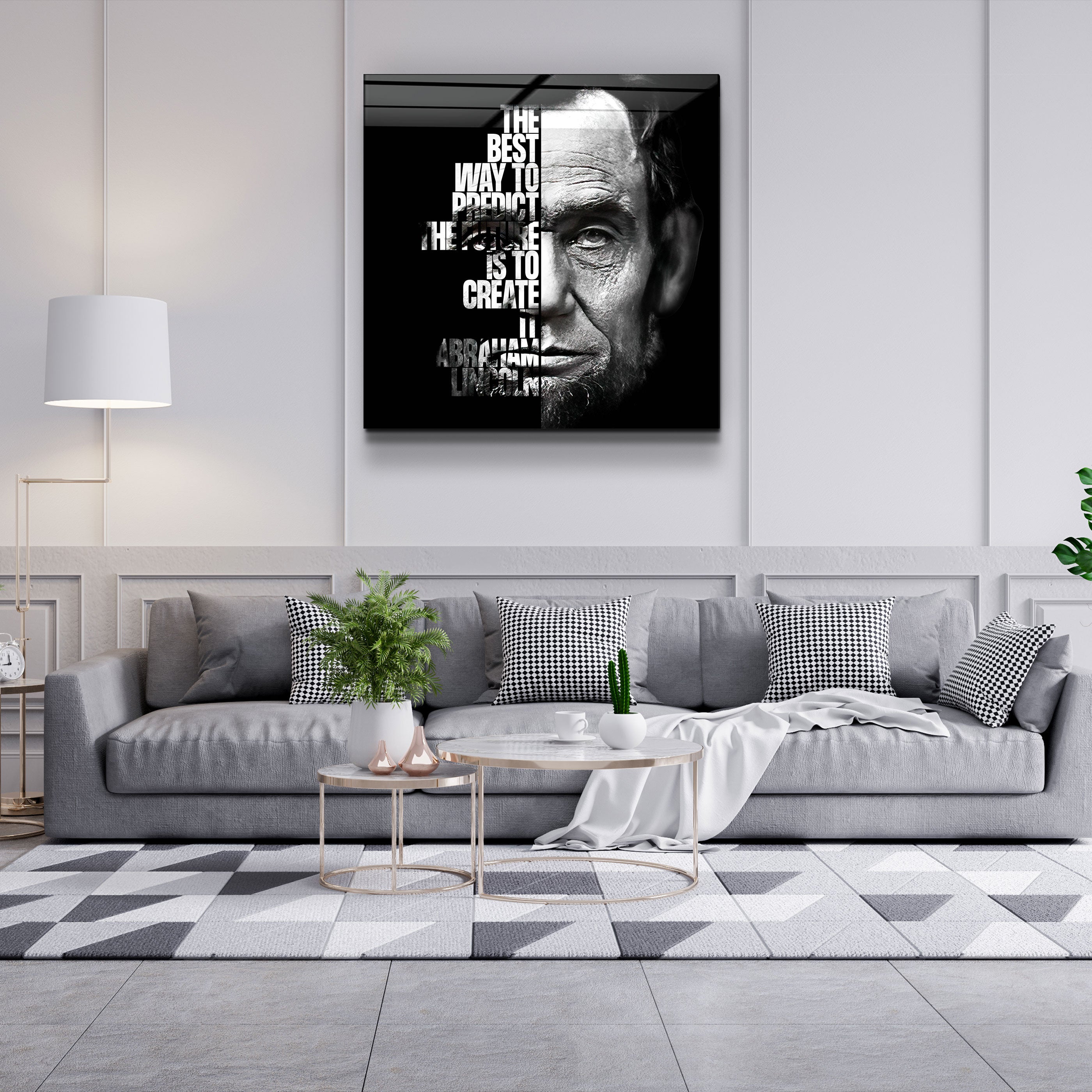 ・"Abraham Lincoln "・Designers Collection Glass Wall Art