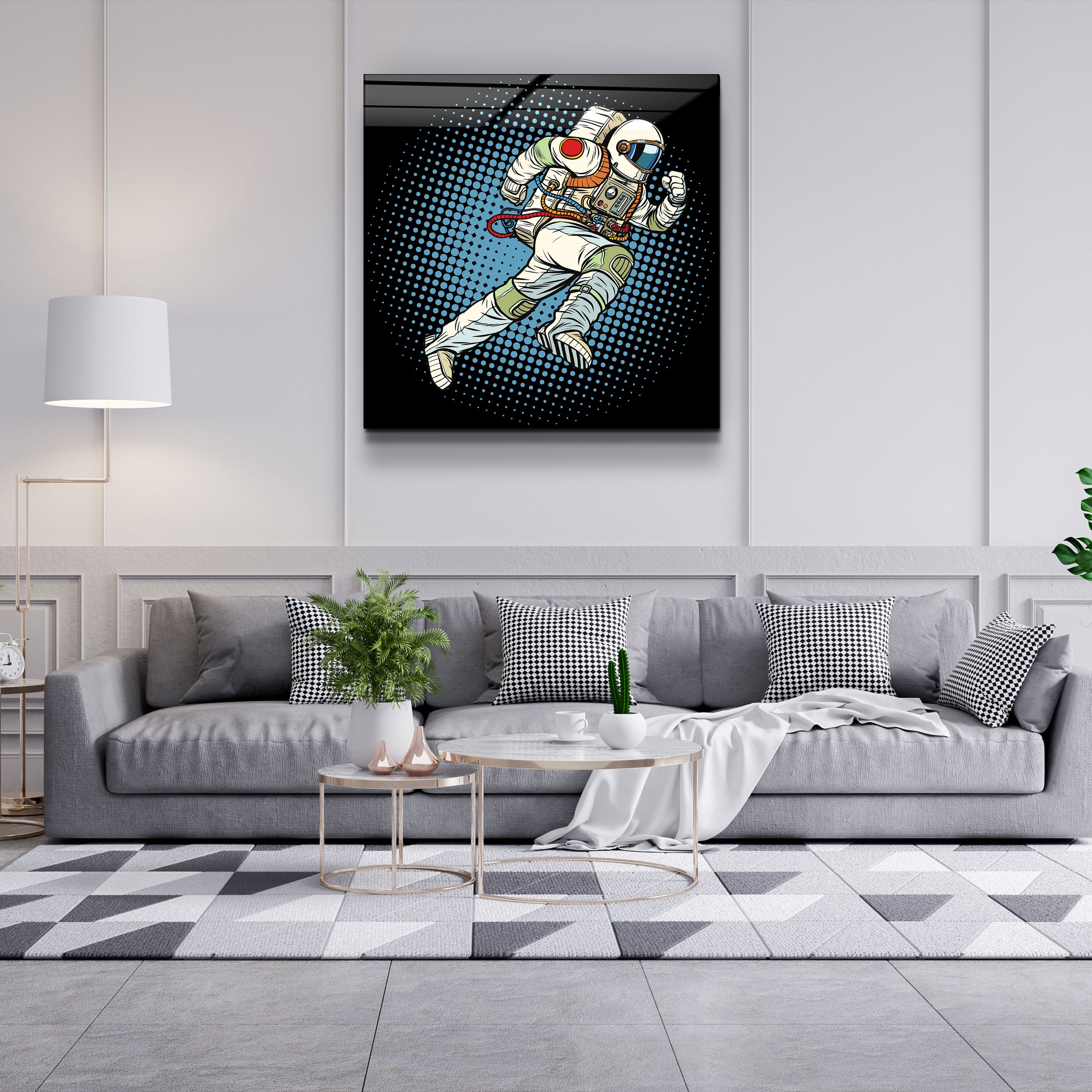 ・"Cartoon Astronaut"・Glass Wall Art