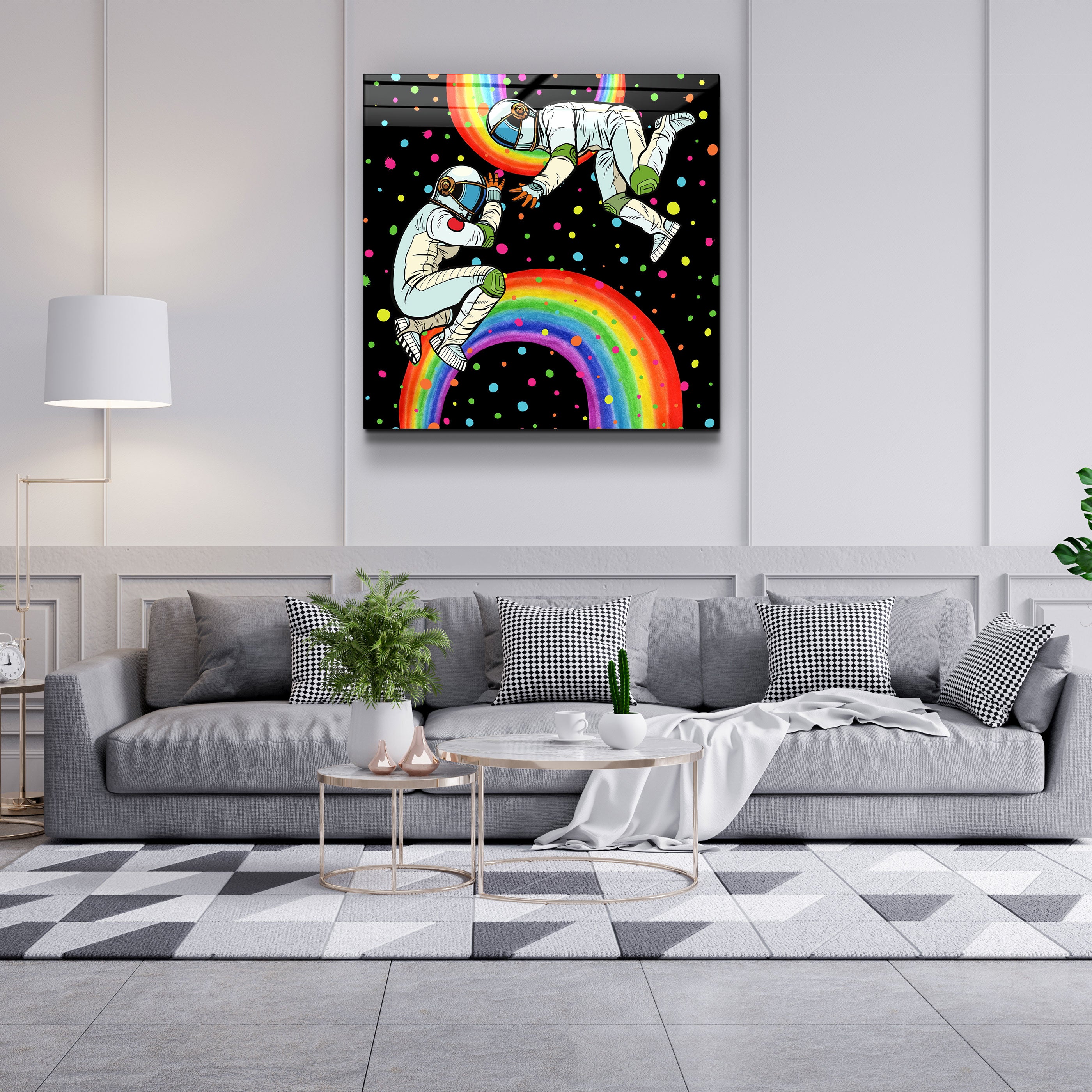 ・"Rainbow Astronauts"・Glass Wall Art