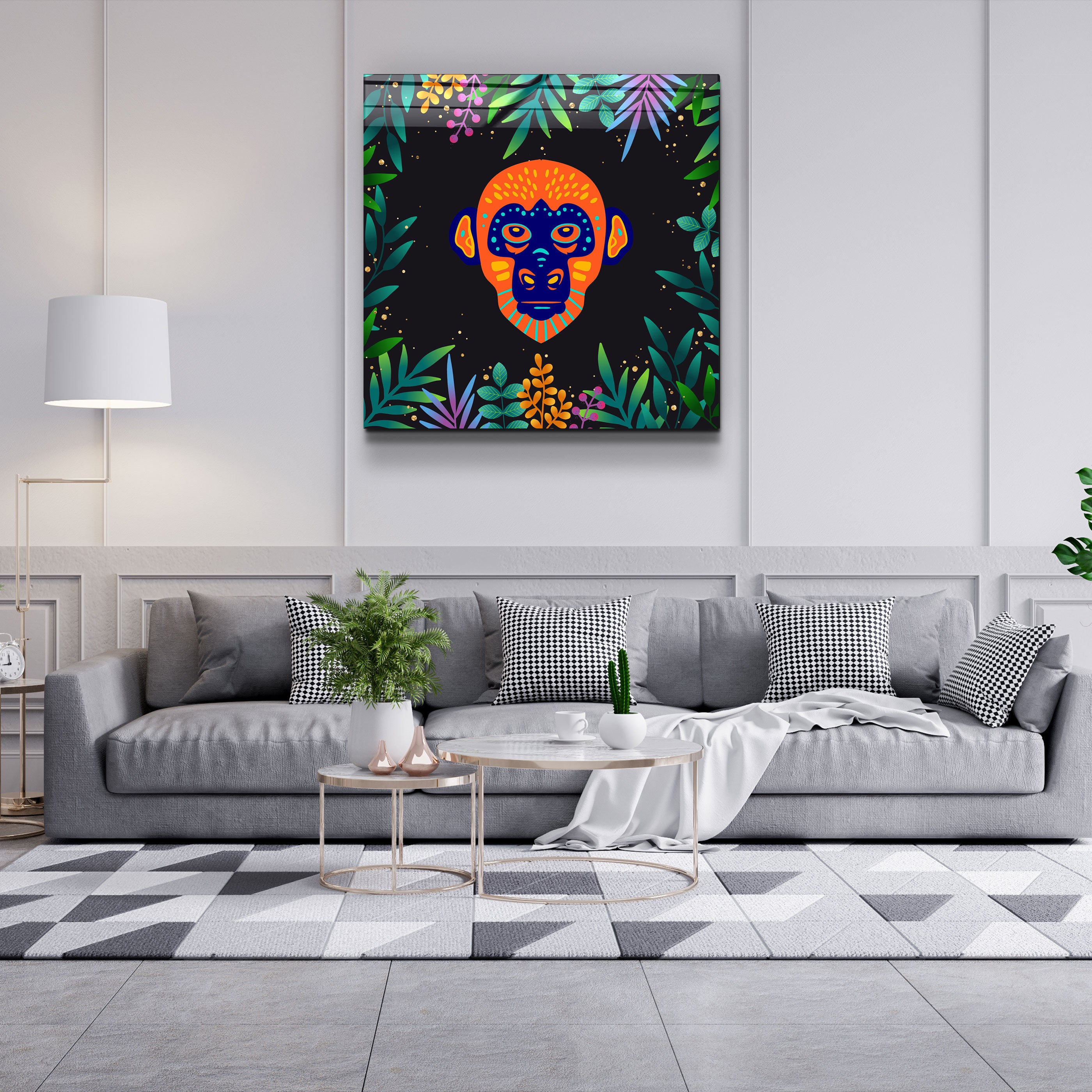 ・"Animal Republic-Singe"・Art mural en verre de la collection Designers