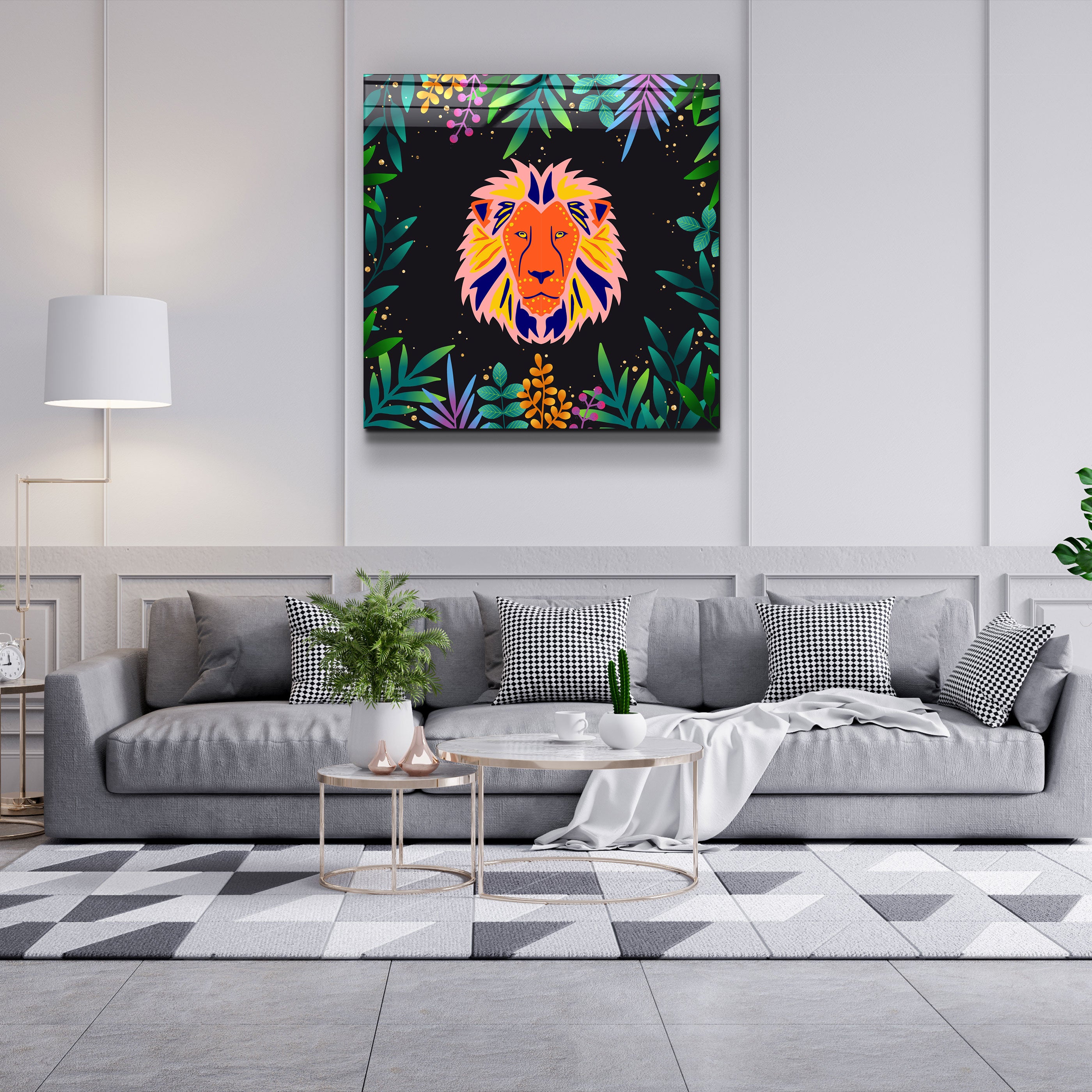 ・"Animal Republic-Lion"・Art mural en verre de la collection Designers