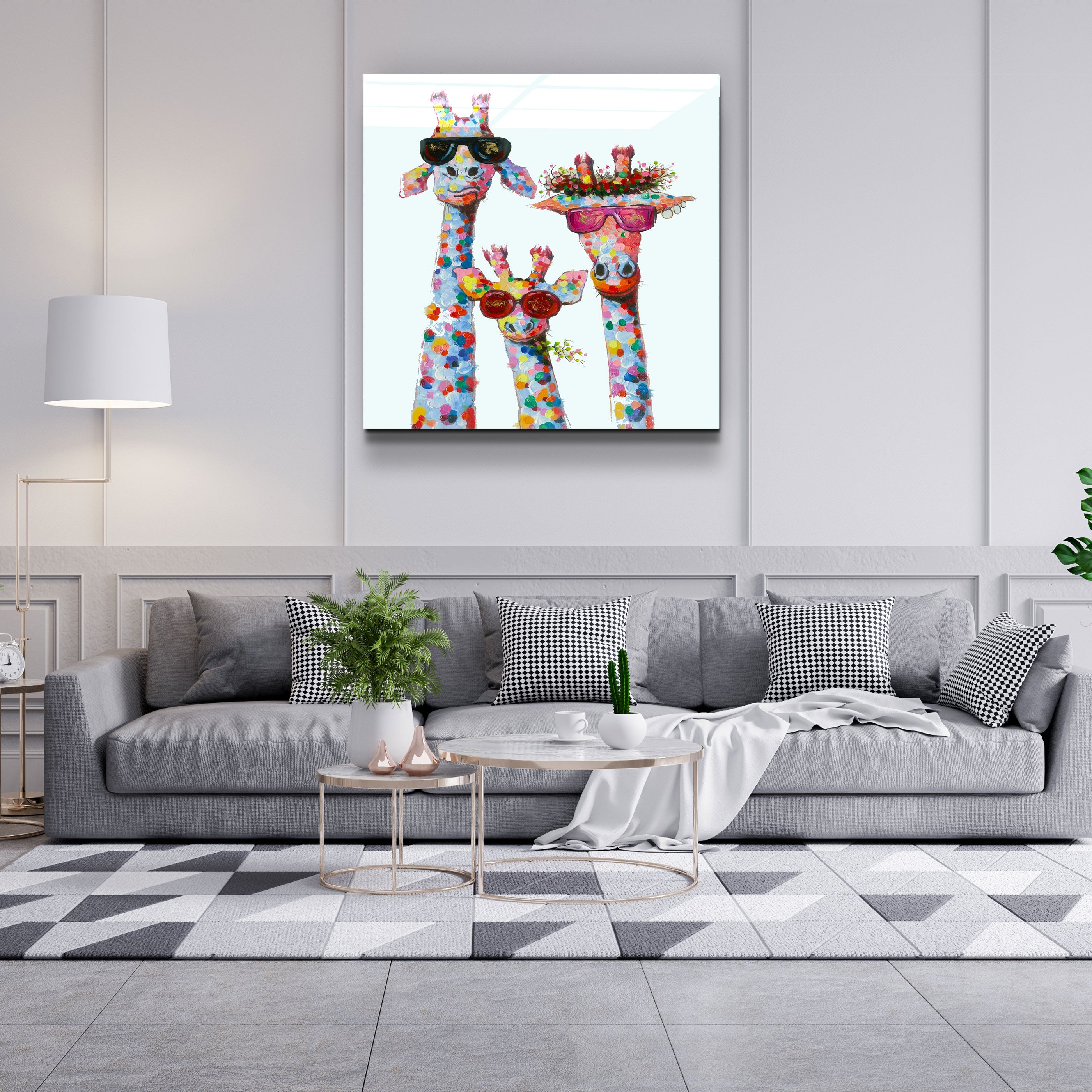 „Lustige Giraffenfamilie“. Designerkollektion <tc>Glasbild</tc>
