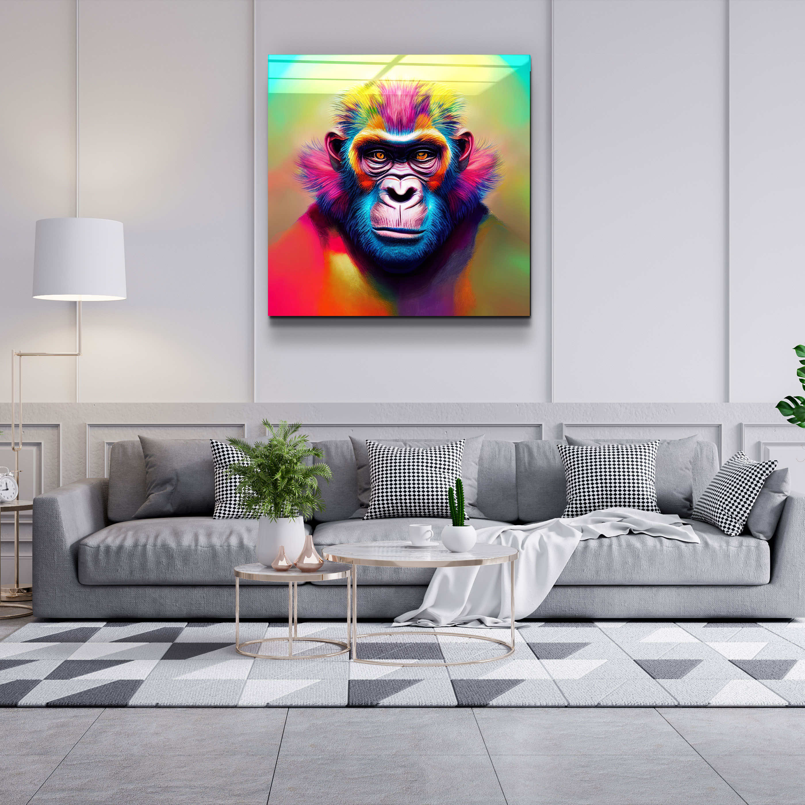 ."Color Monkey". Designer's Collection Glass Wall Art