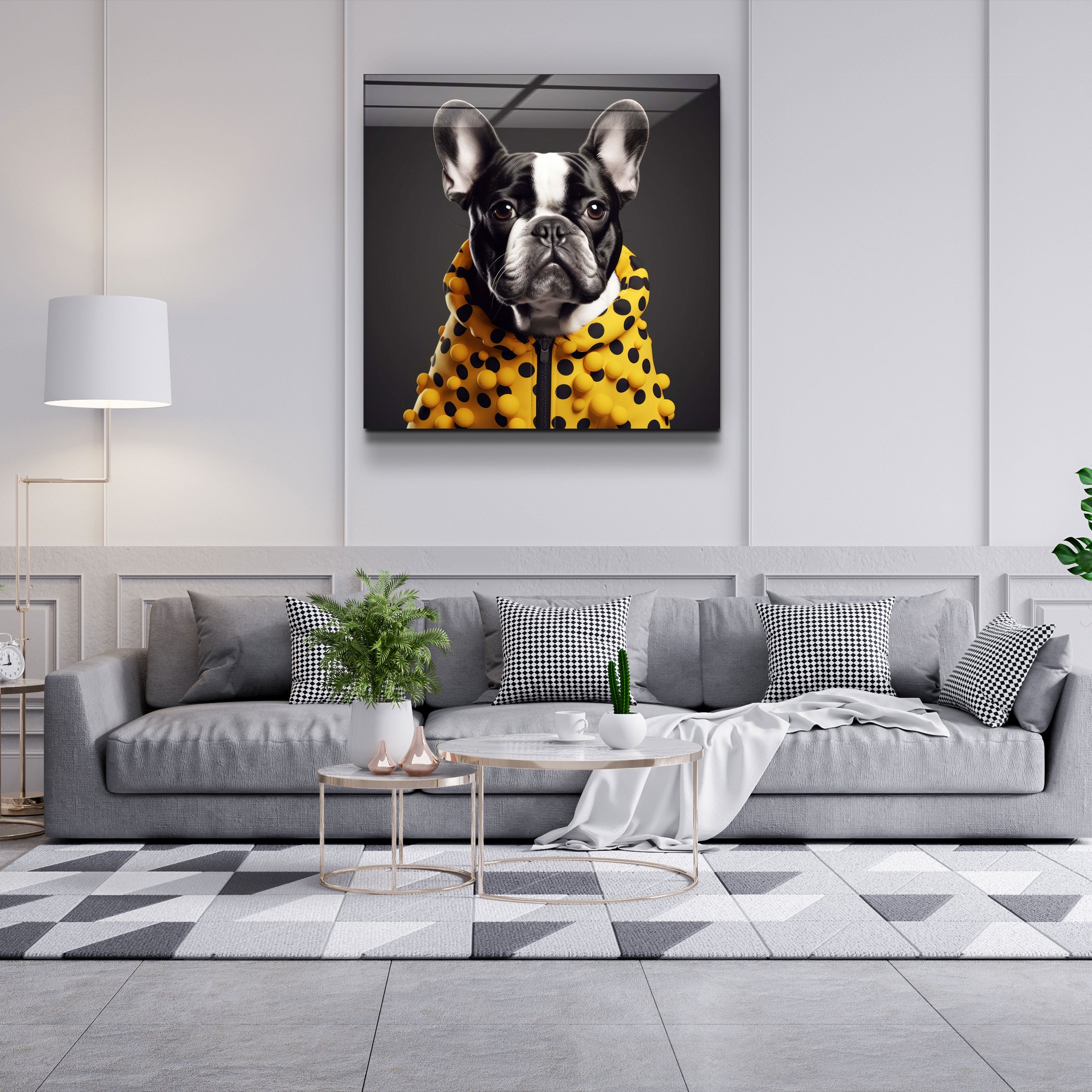 ."Stylish Dogs - V3". Designer's Collection Glass Wall Art