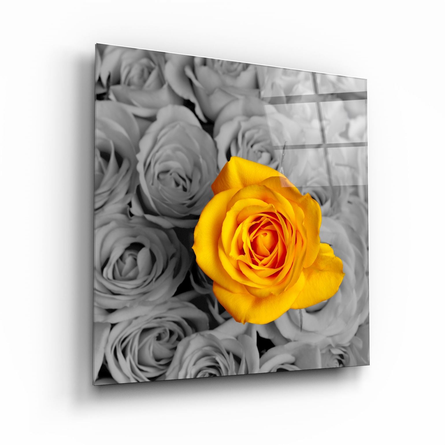 ・"Yellow Rose"・Glass Wall Art