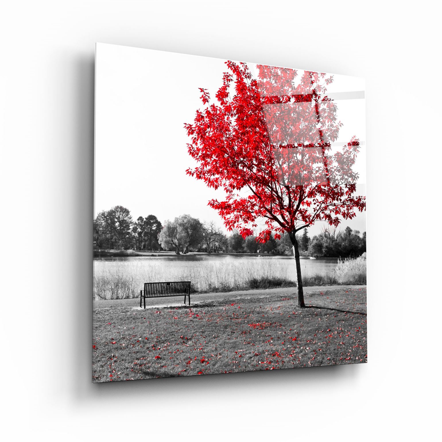 ・"Red Tree"・Glass Wall Art