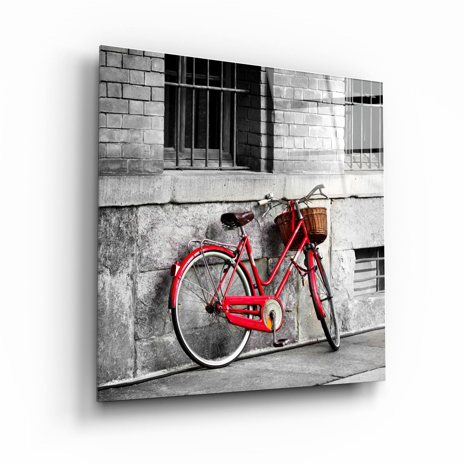 ・"Red Bicycle"・Glass Wall Art