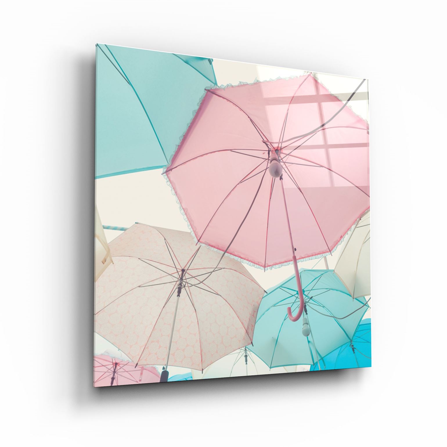 ・"Colorful Umbrellas"・Glass Wall Art