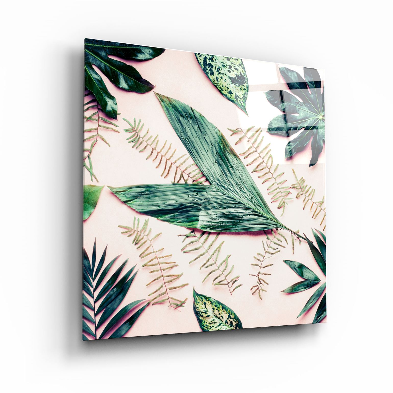 ・"Tropical Leaves"・Glass Wall Art