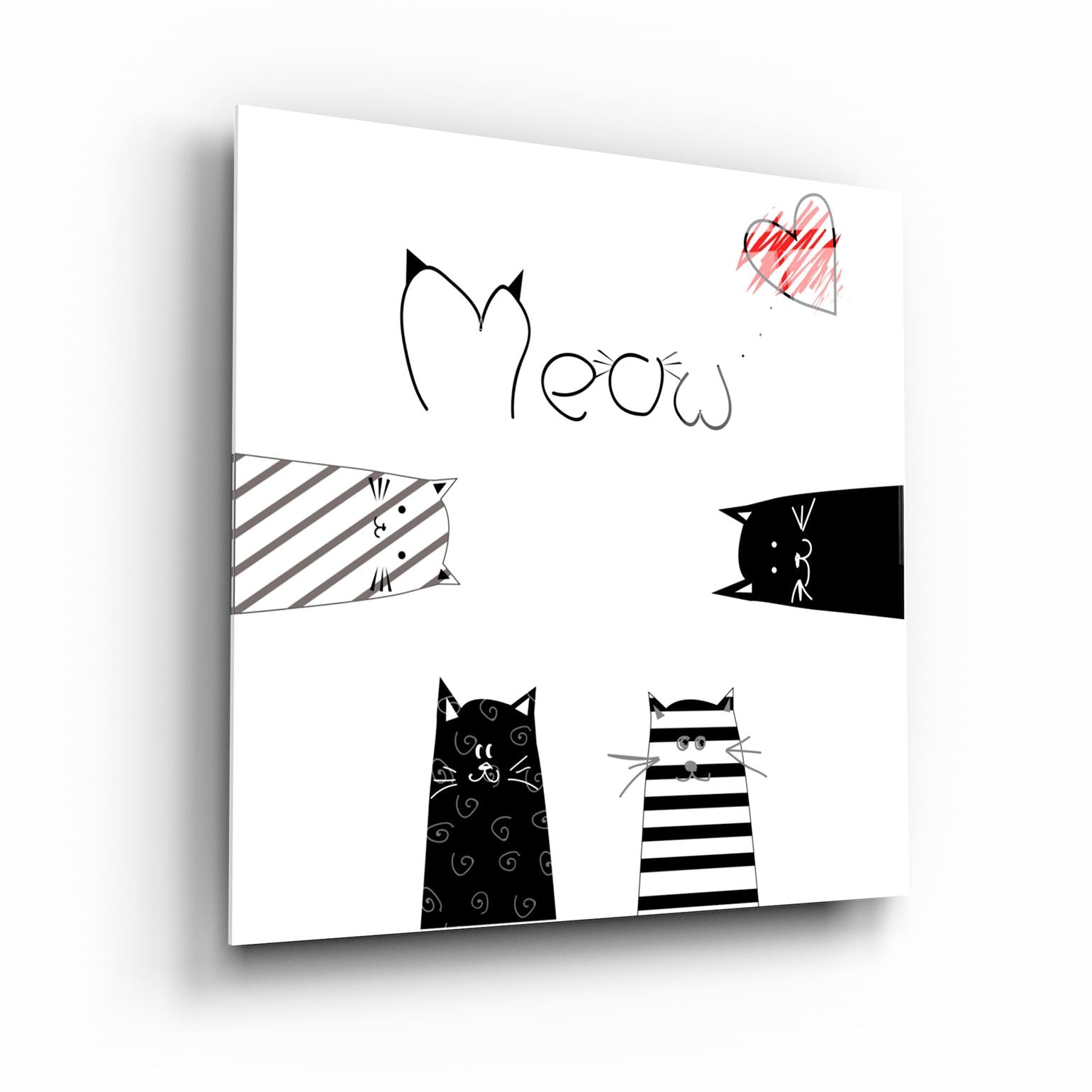 ・"Meow (Cat)"・Glass Wall Art