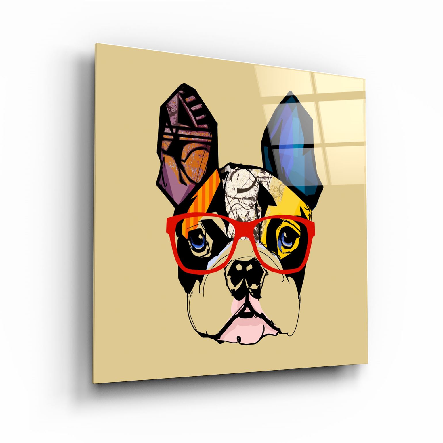 ・"Abstract Dog Face"・Glass Wall Art