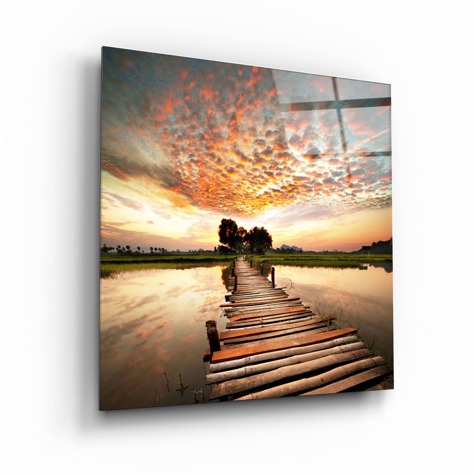 ・„Dock und Landschaft“・<tc>Glasbild</tc>