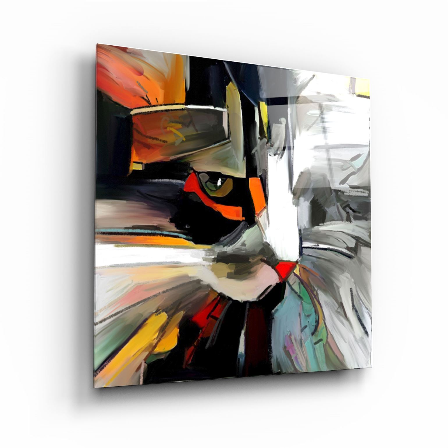 ・"Abstract Cat"・Glass Wall Art