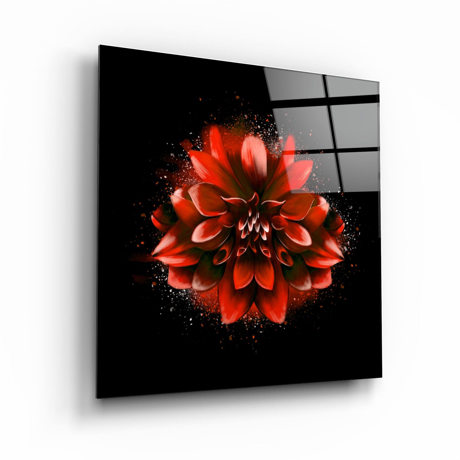 ・"Fleur rouge"・Art mural en verre