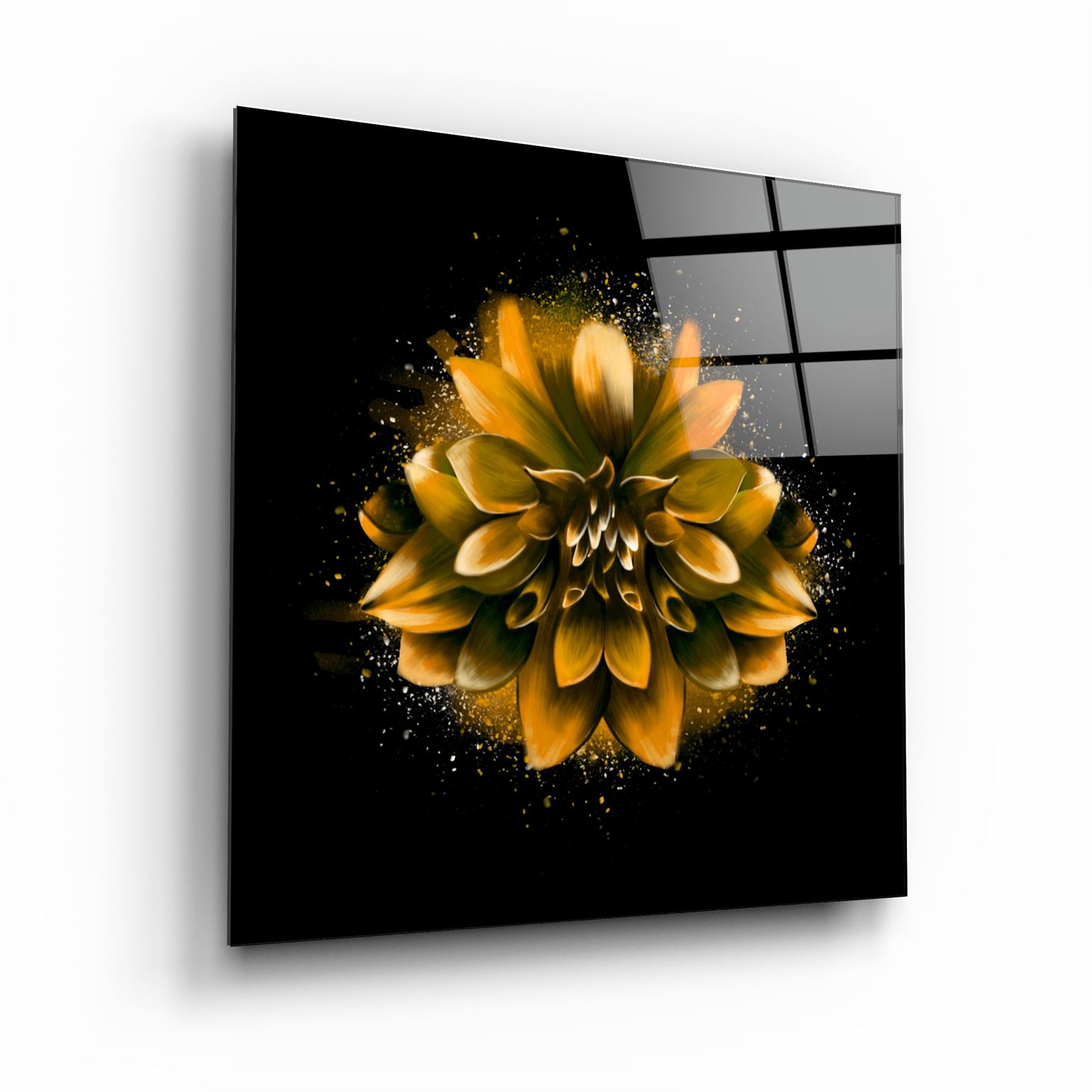 ・"Fleur jaune"・Art mural en verre