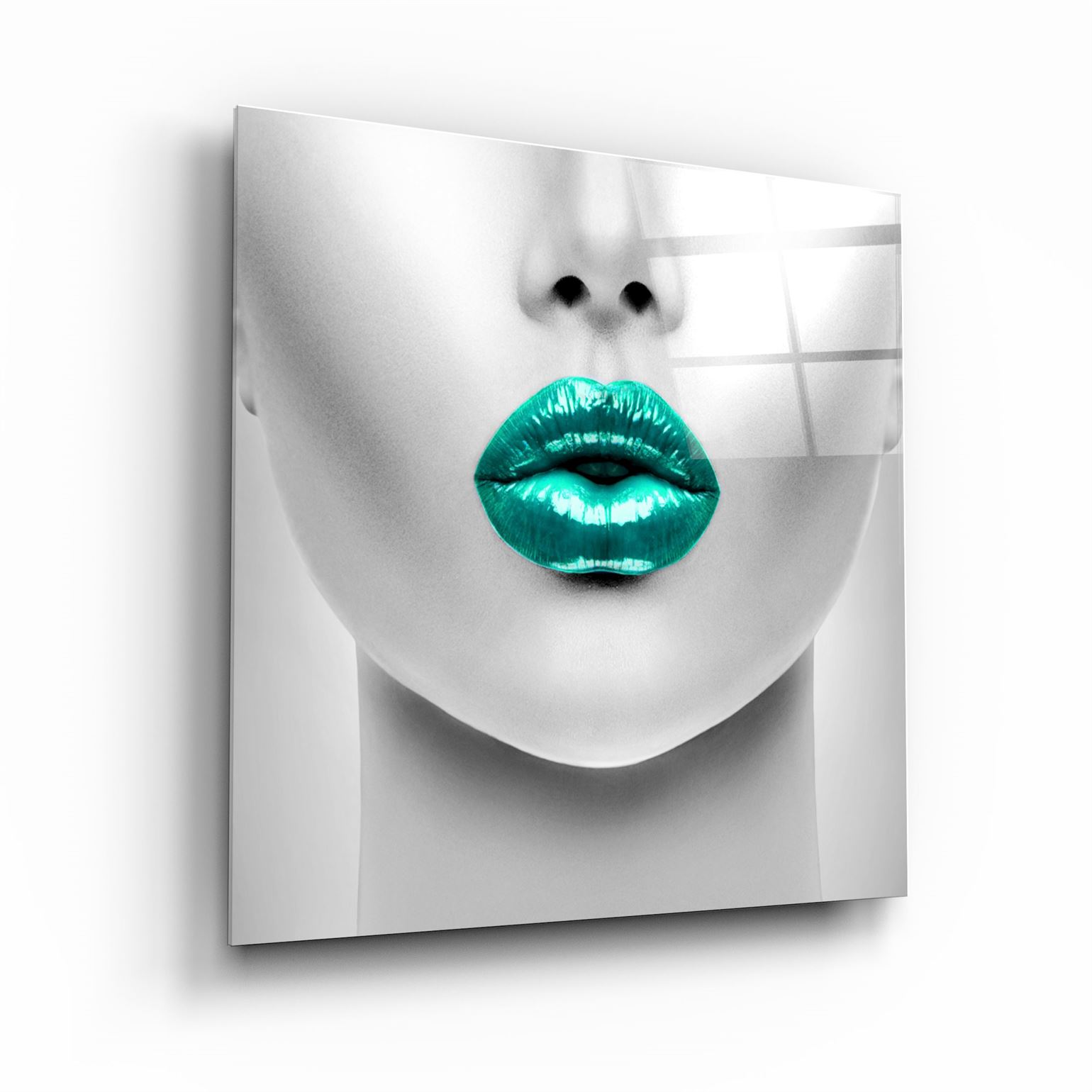 ・"Green Lips"・Glass Wall Art