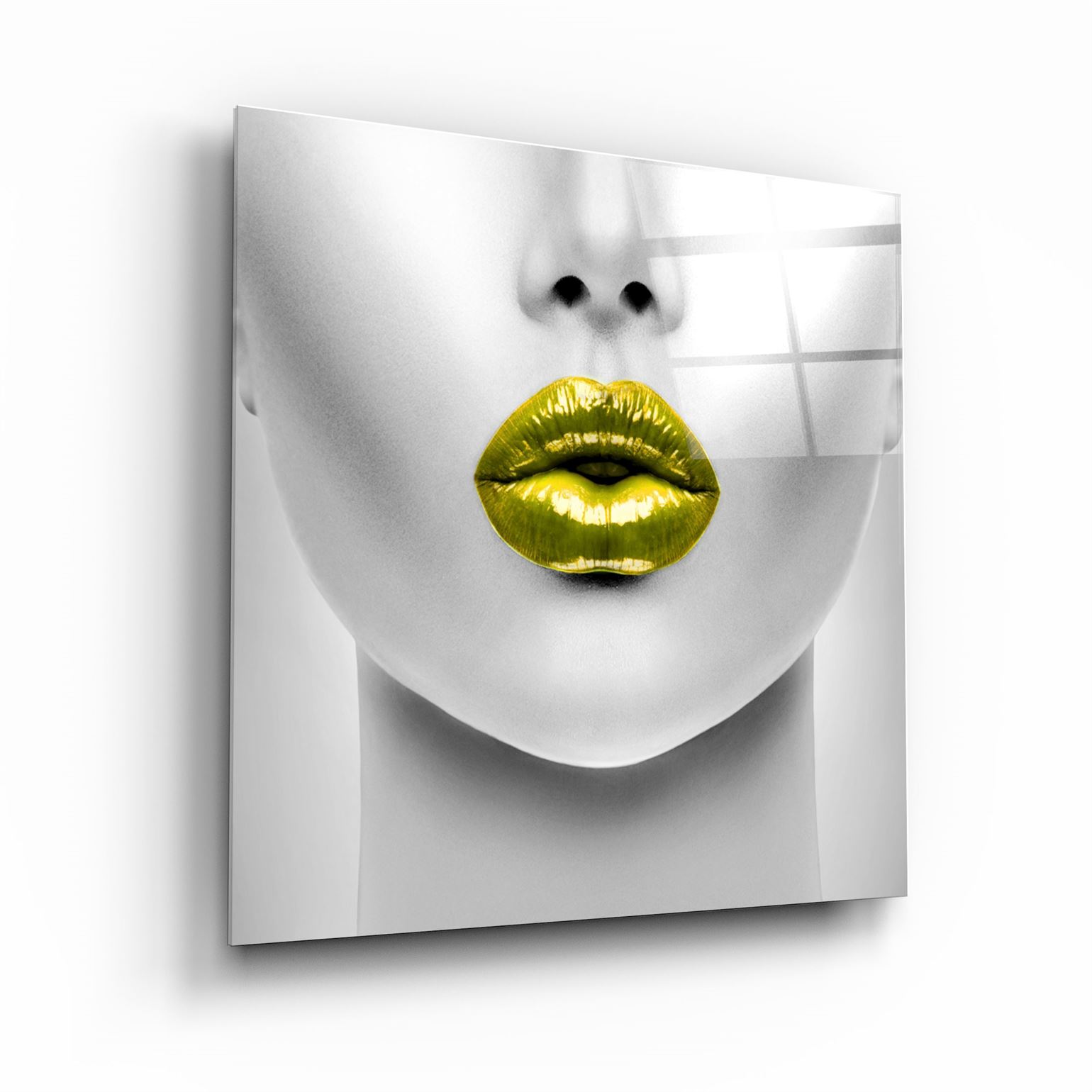 ・"Yellow Lips"・Glass Wall Art