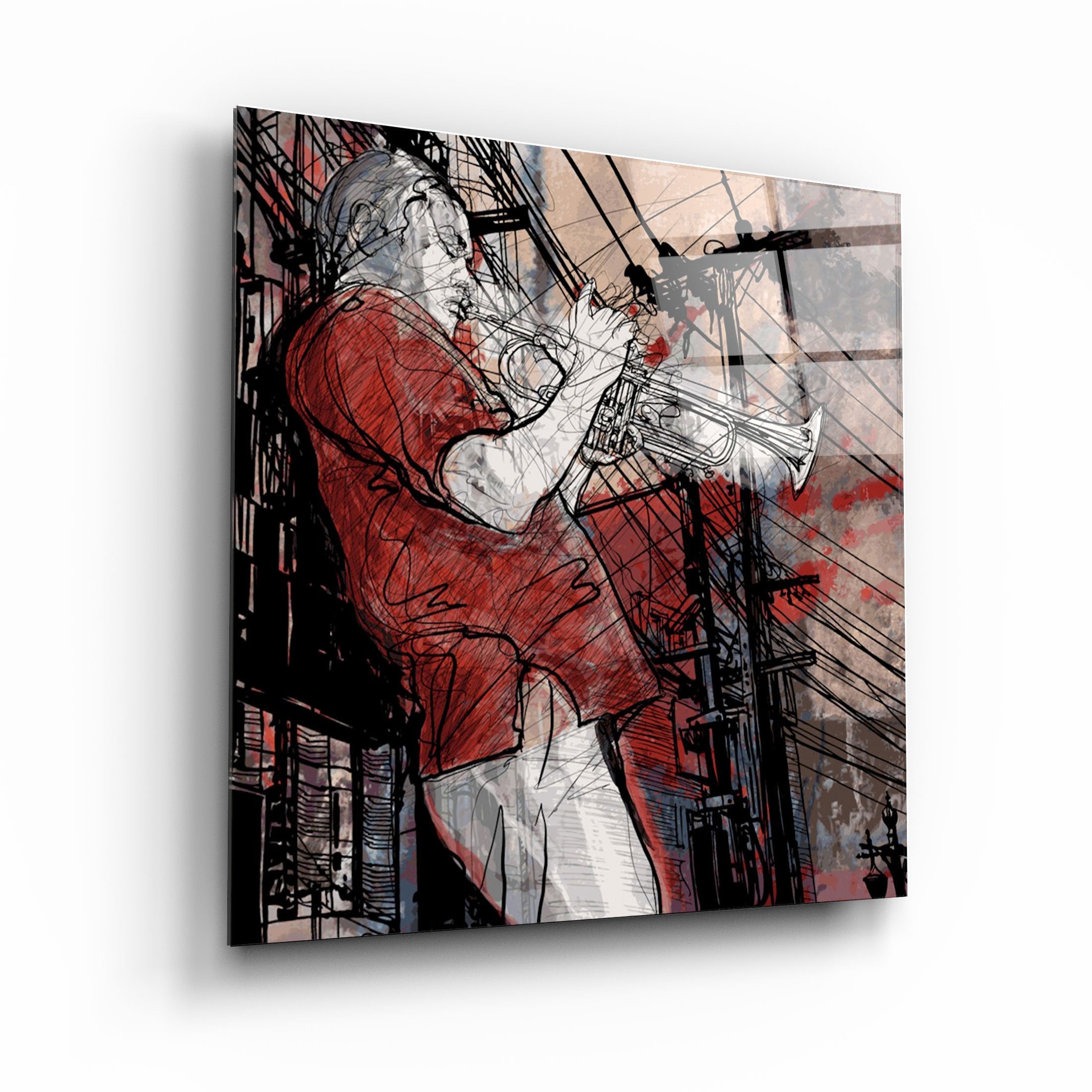 ・"Abstract Musician V2"・Glass Wall Art
