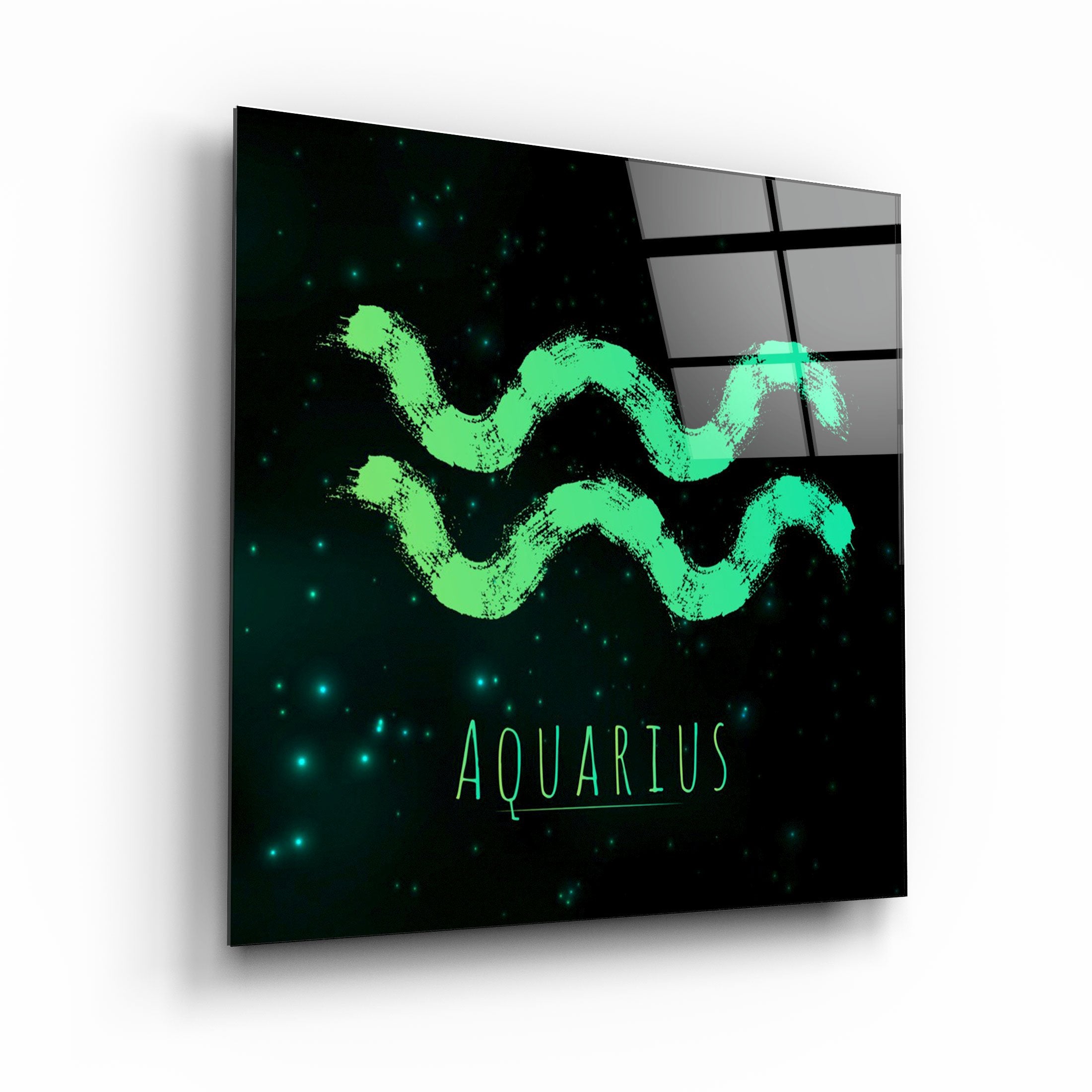 ."Zodiac V2 - Aquarius". Glass Wall Art