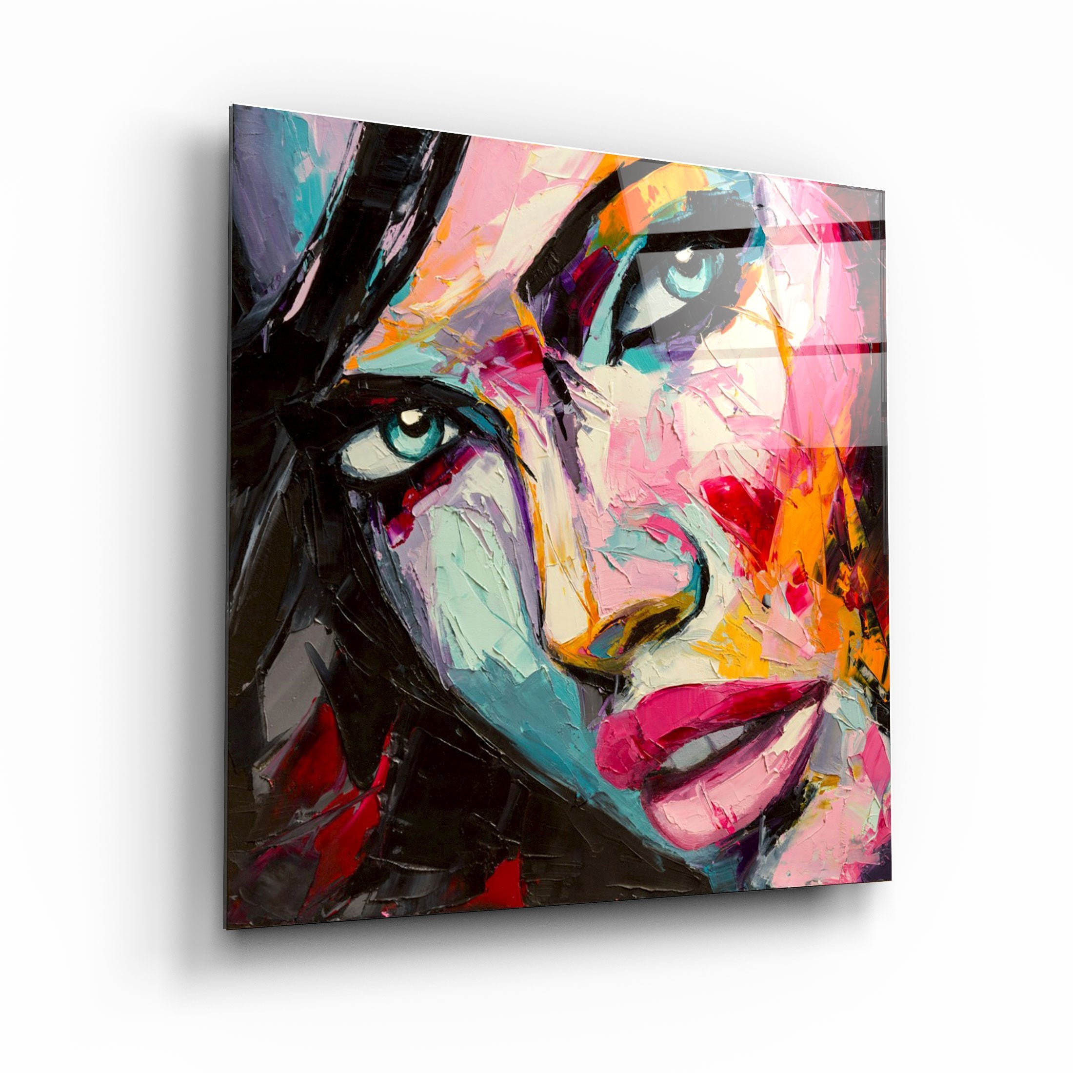 ・"Portrait de femme abstrait V2"・Art mural en verre