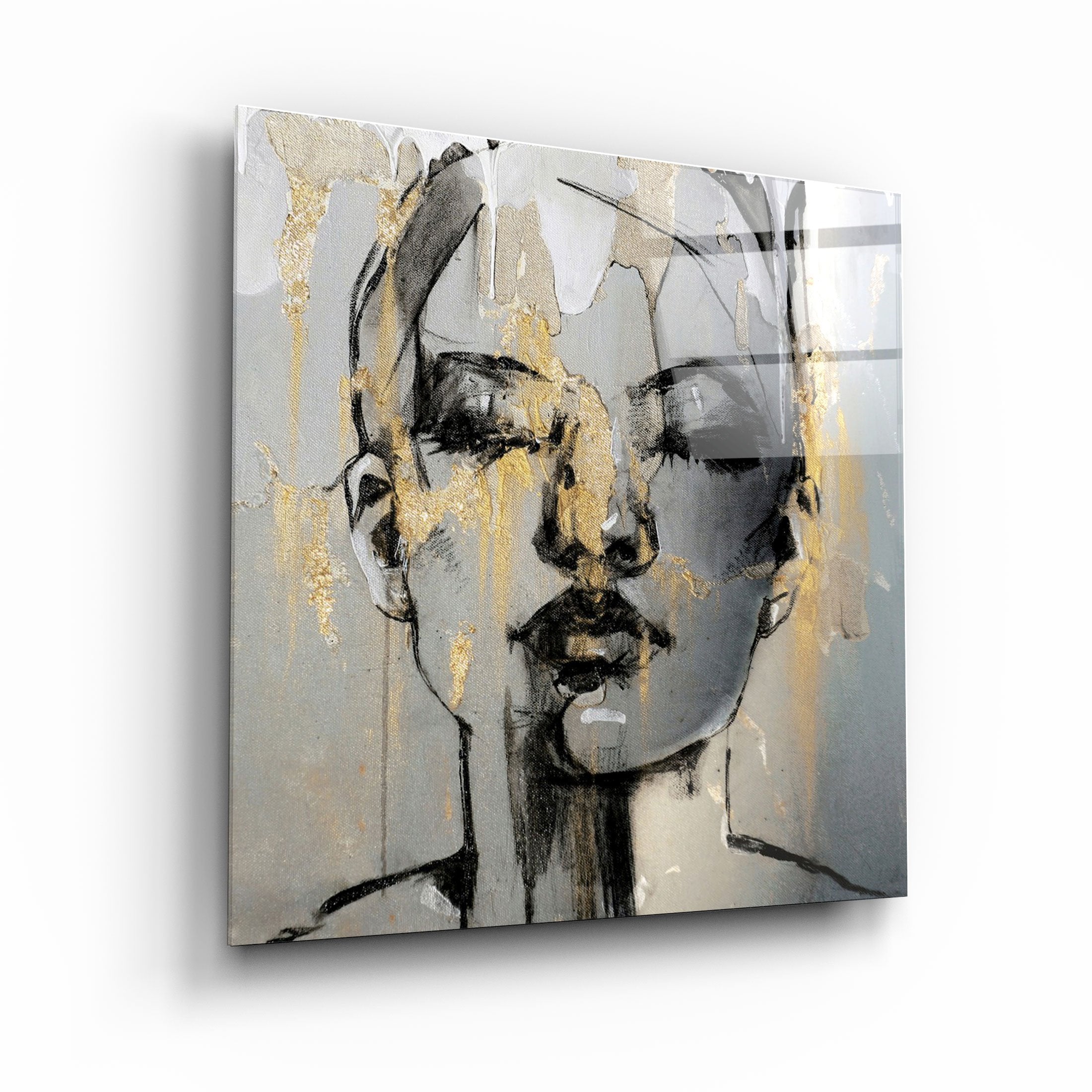 ・"Portrait de femme abstrait V3"・Art mural en verre