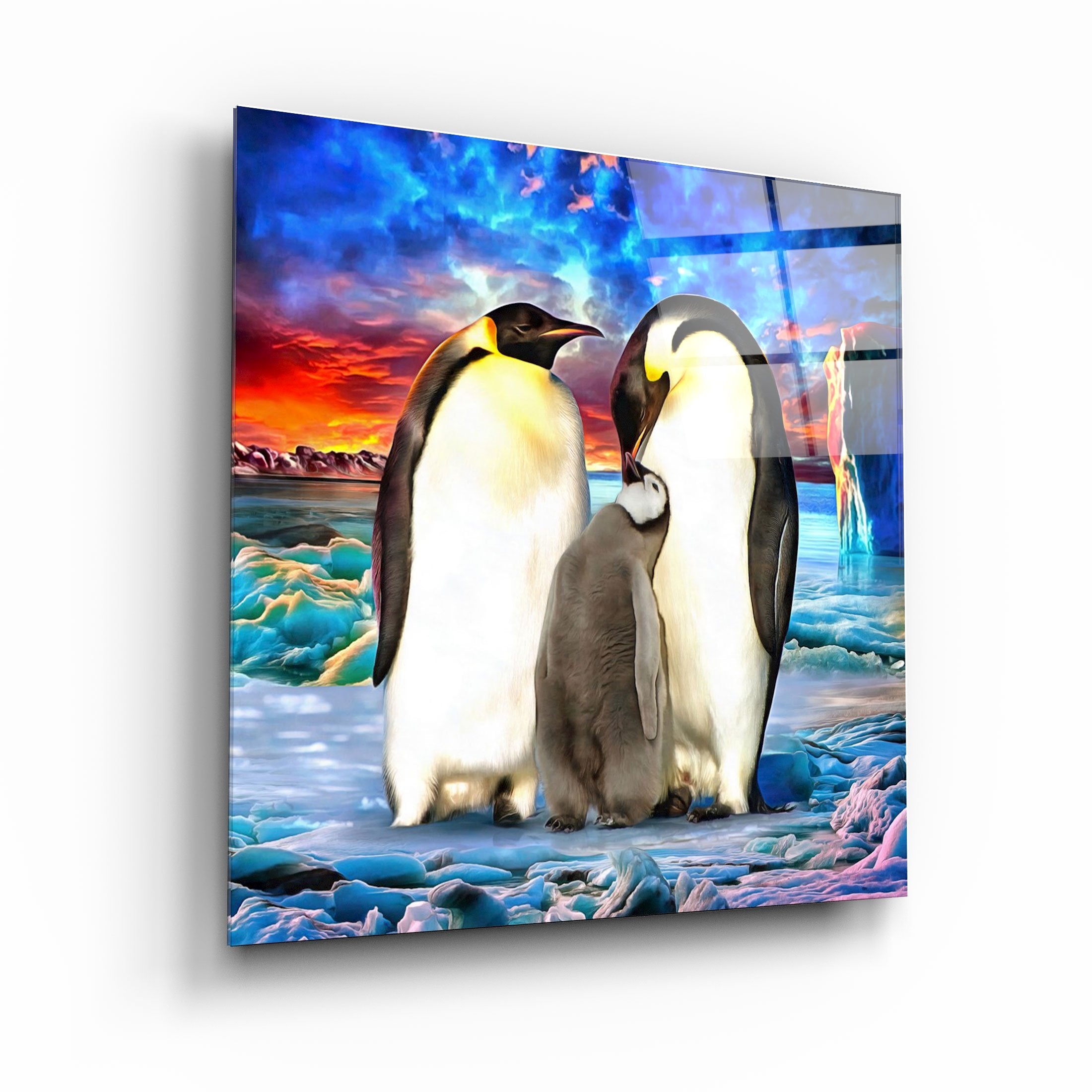 ・„Pinguinfamilie“・<tc>Glasbild</tc>