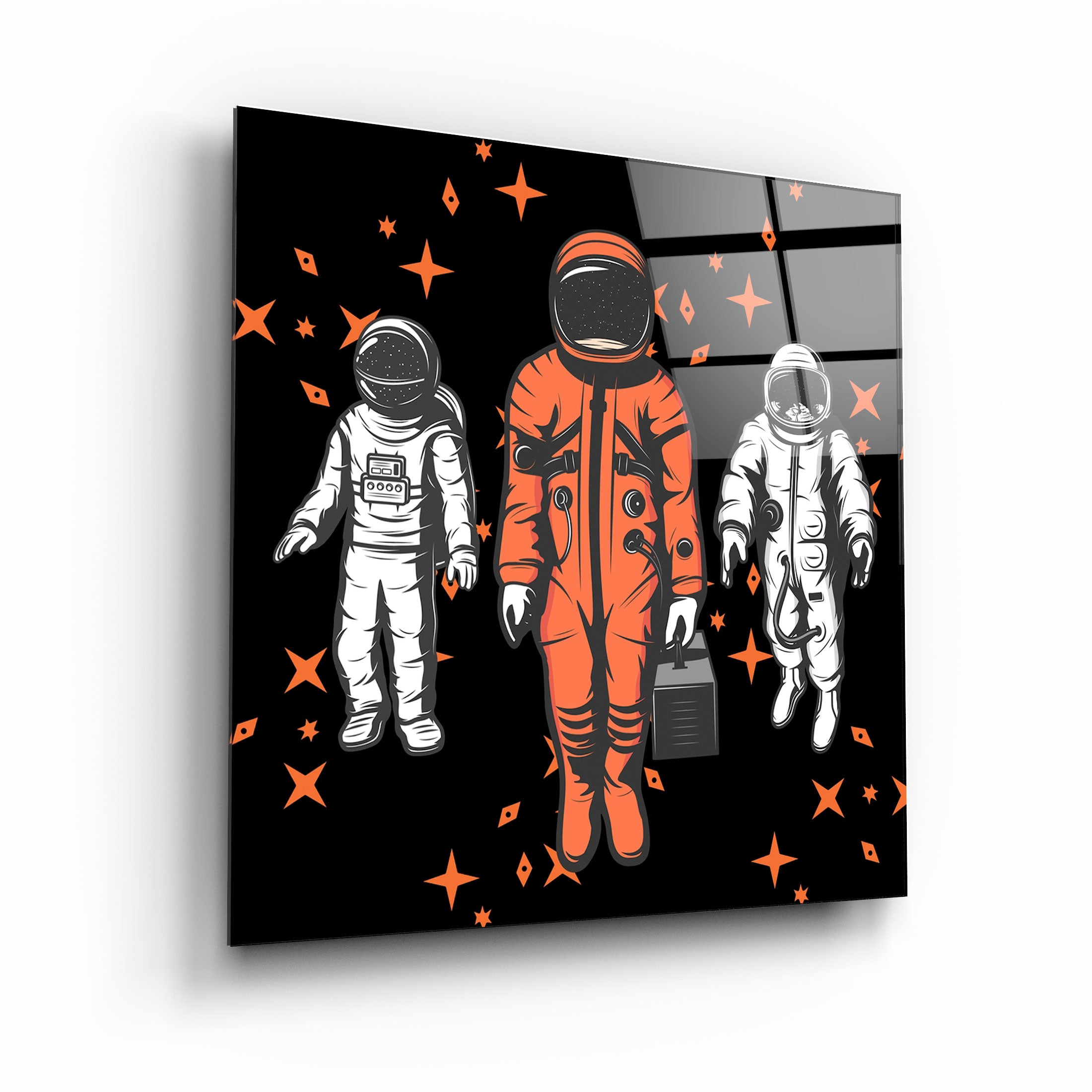 ・"Three Astronauts"・Glass Wall Art