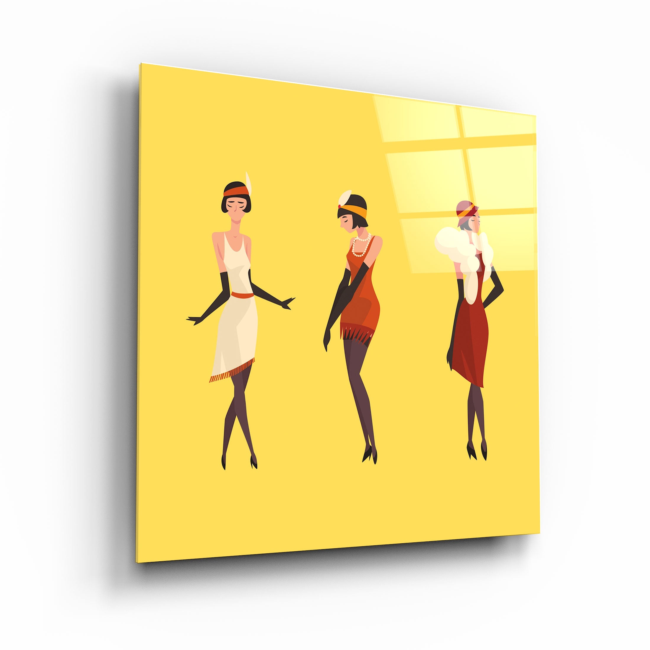 ・"Three Women In The Yellow"・Glass Wall Art