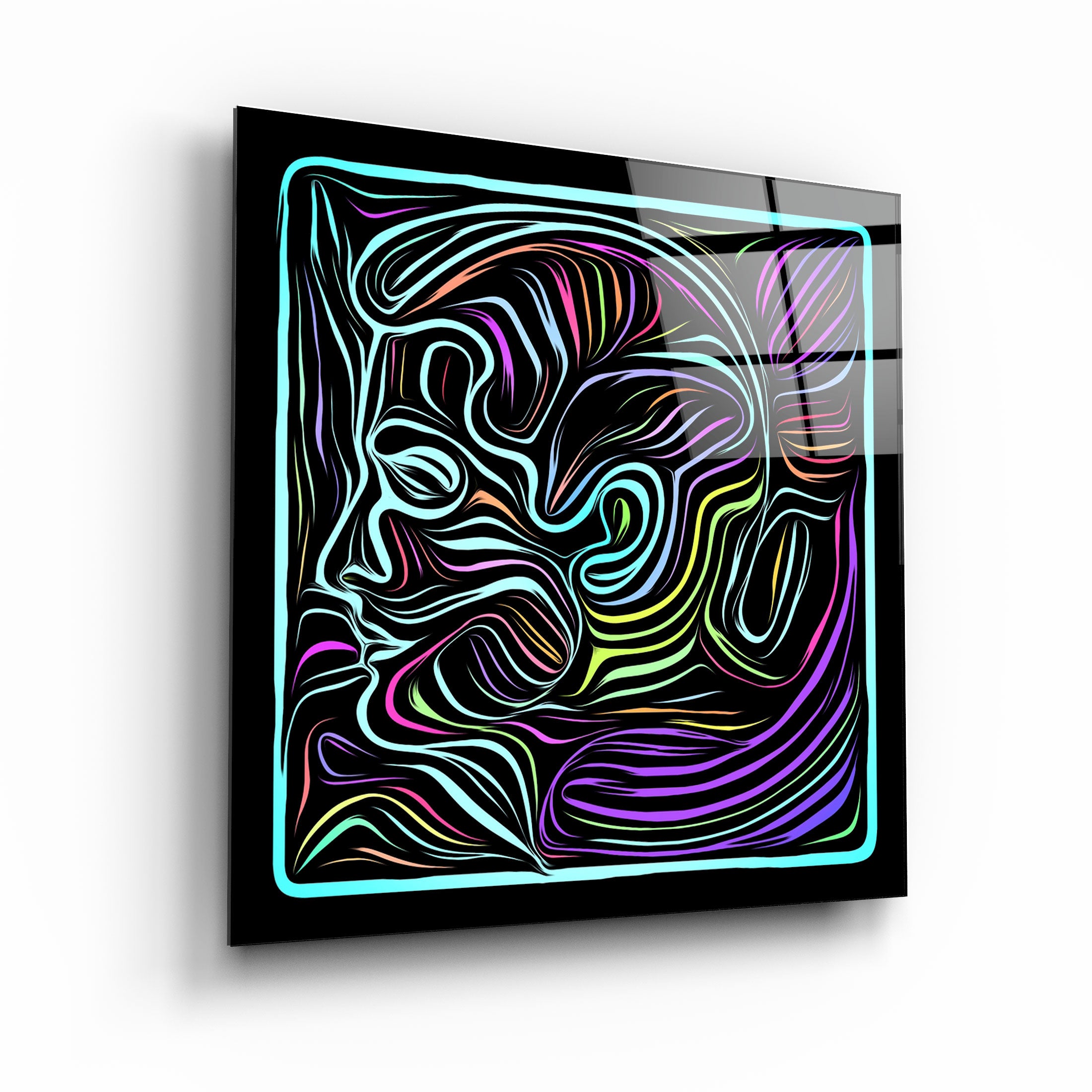 ・"Rainbow Line Faces"・Glass Wall Art