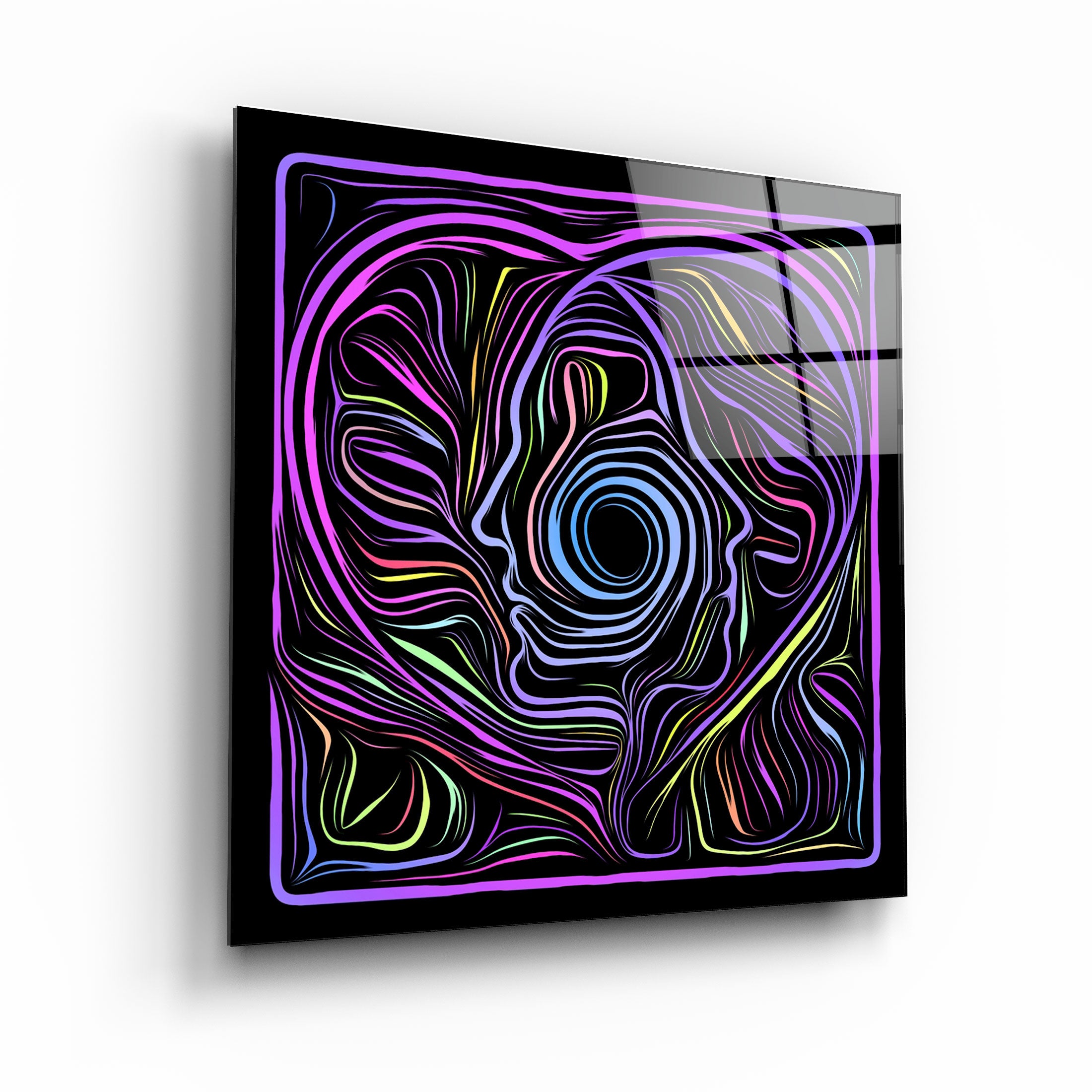 ・"Rainbow Line Faces V4"・Glass Wall Art