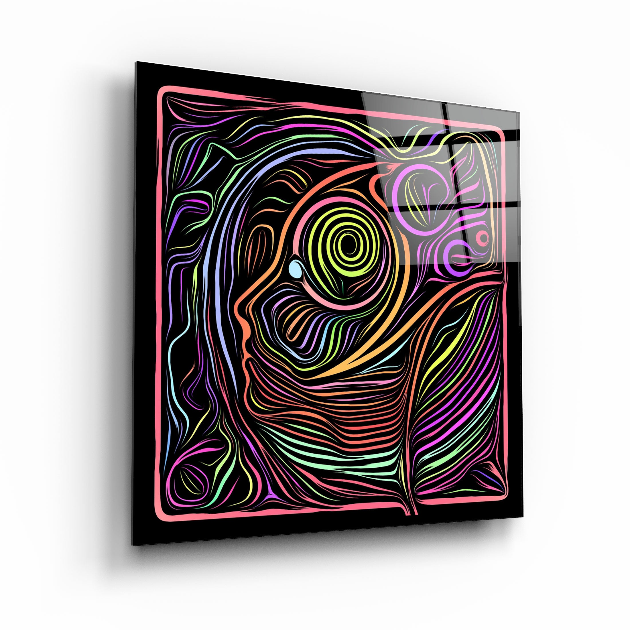 ・"Rainbow Line Faces V5"・Glass Wall Art