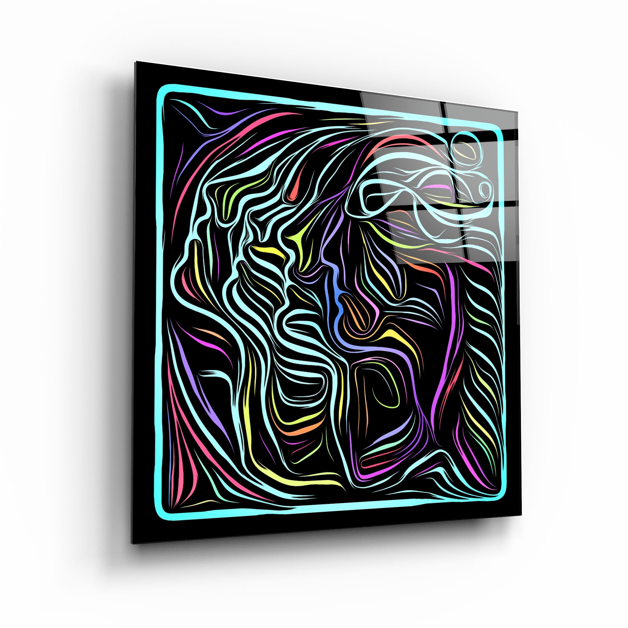 ・« Rainbow Line Faces V8 »・Art mural en verre