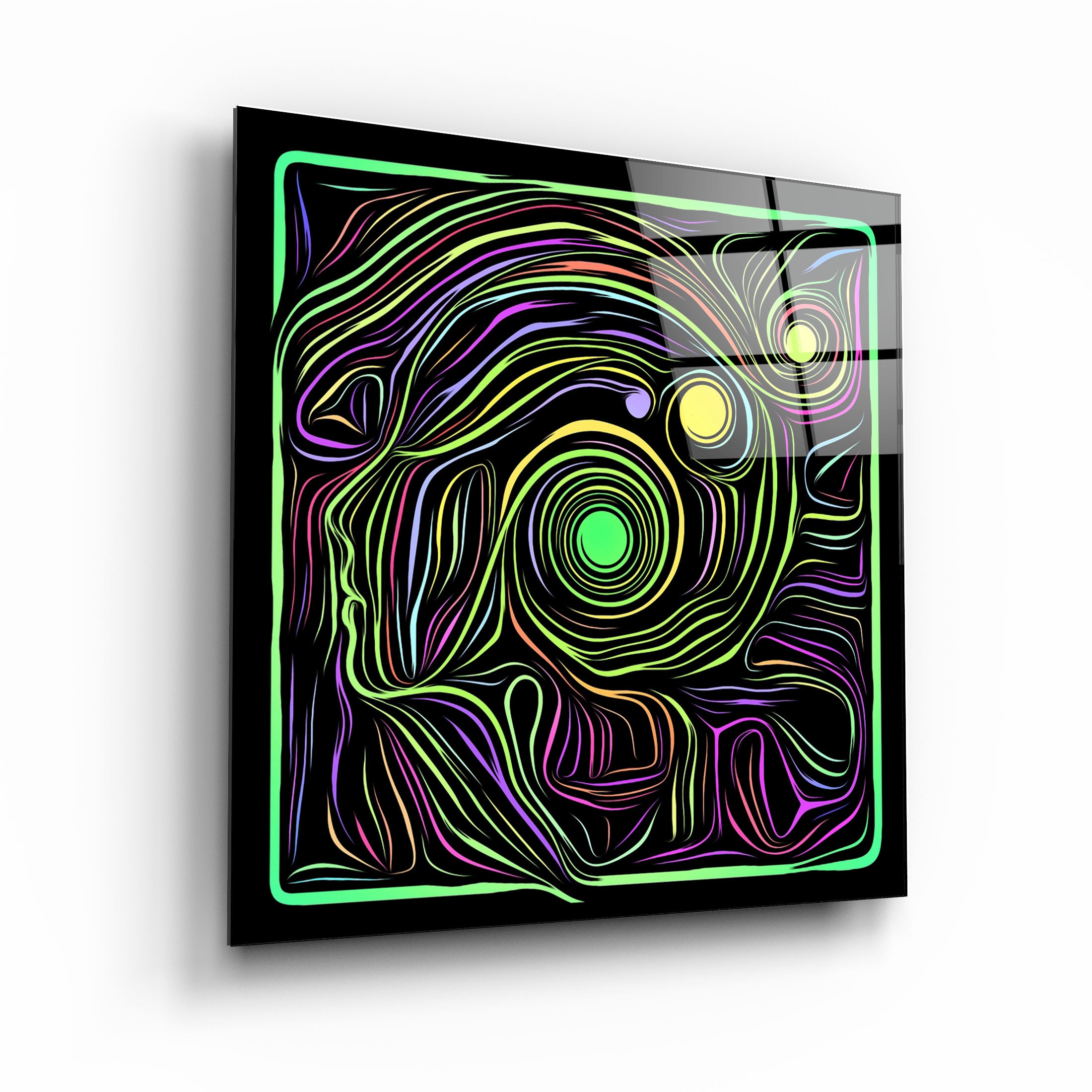 ・"Rainbow Line Faces V9"・Glass Wall Art