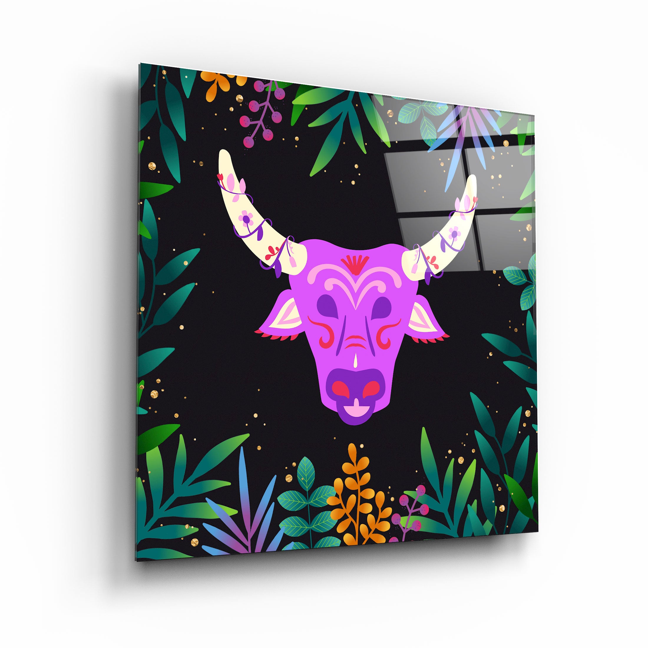 ・"Animal Republic-Wild Cattle"・Designers Collection Glass Wall Art