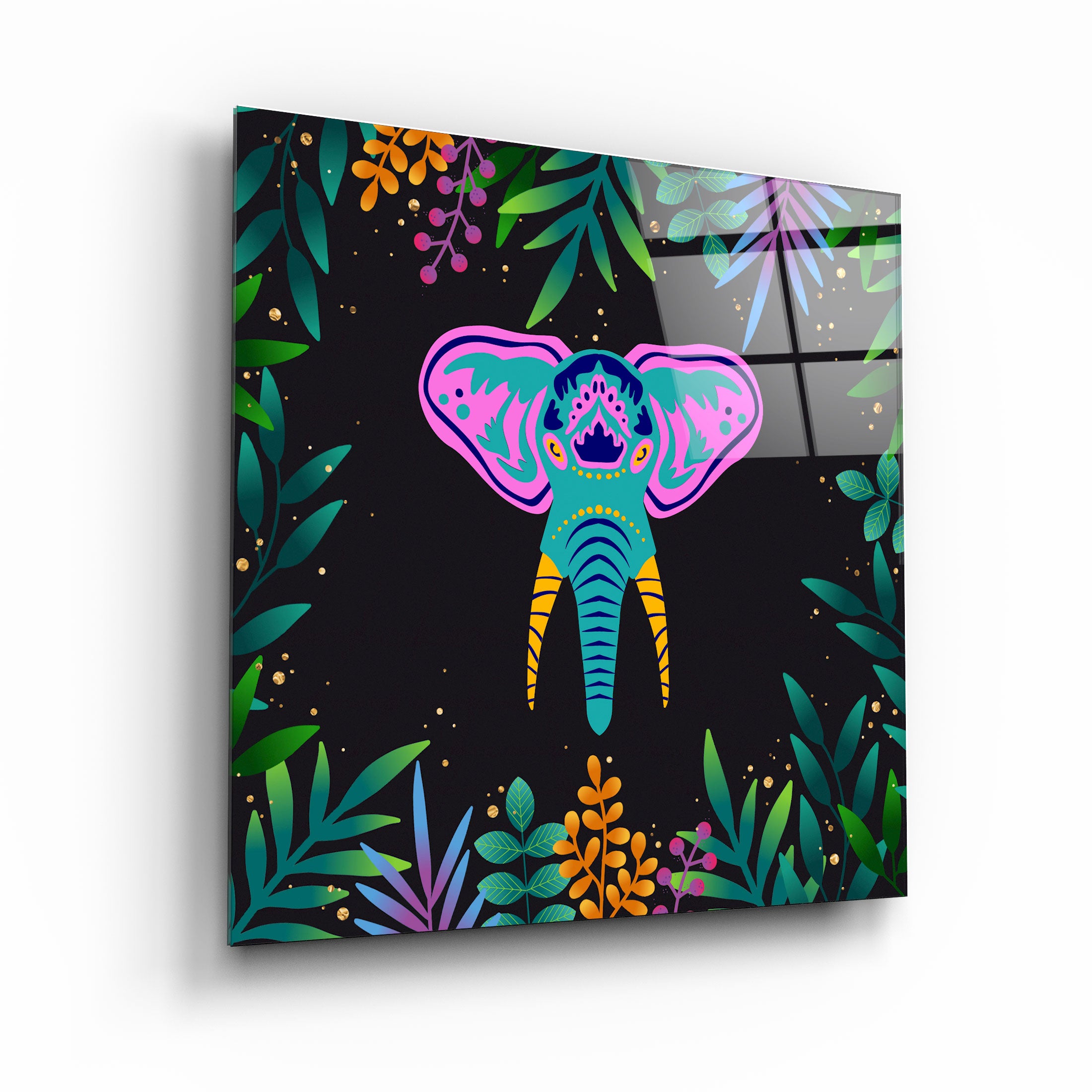 ・"Animal Republic-Elephant"・Designers Collection Glass Wall Art