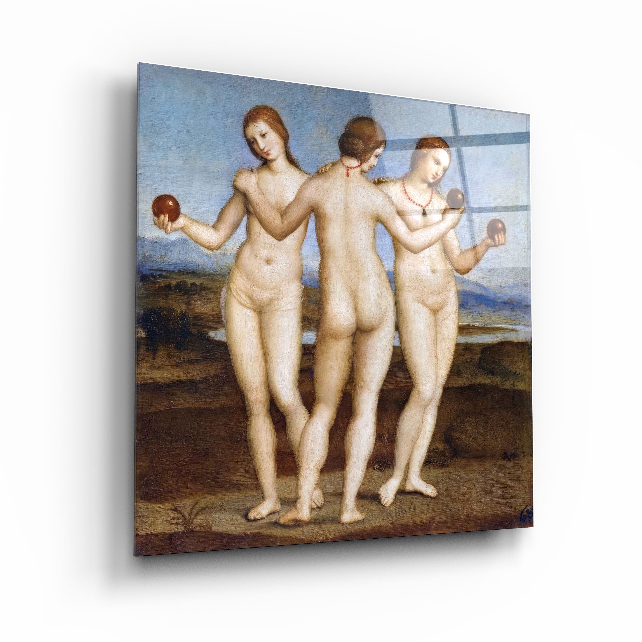 „Raphaels Drei Grazien (1504)“. <tc>Glasbild</tc>