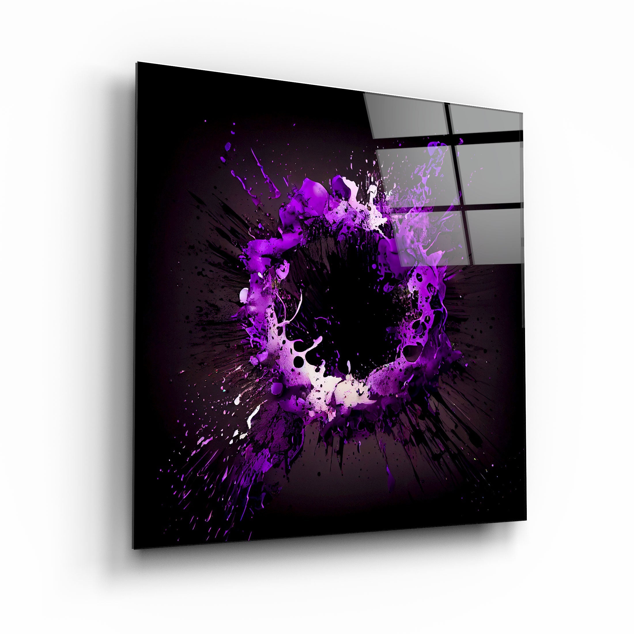 .."Anneau d'éclaboussure de peinture-violet". Art mural en verre de la collection du designer
